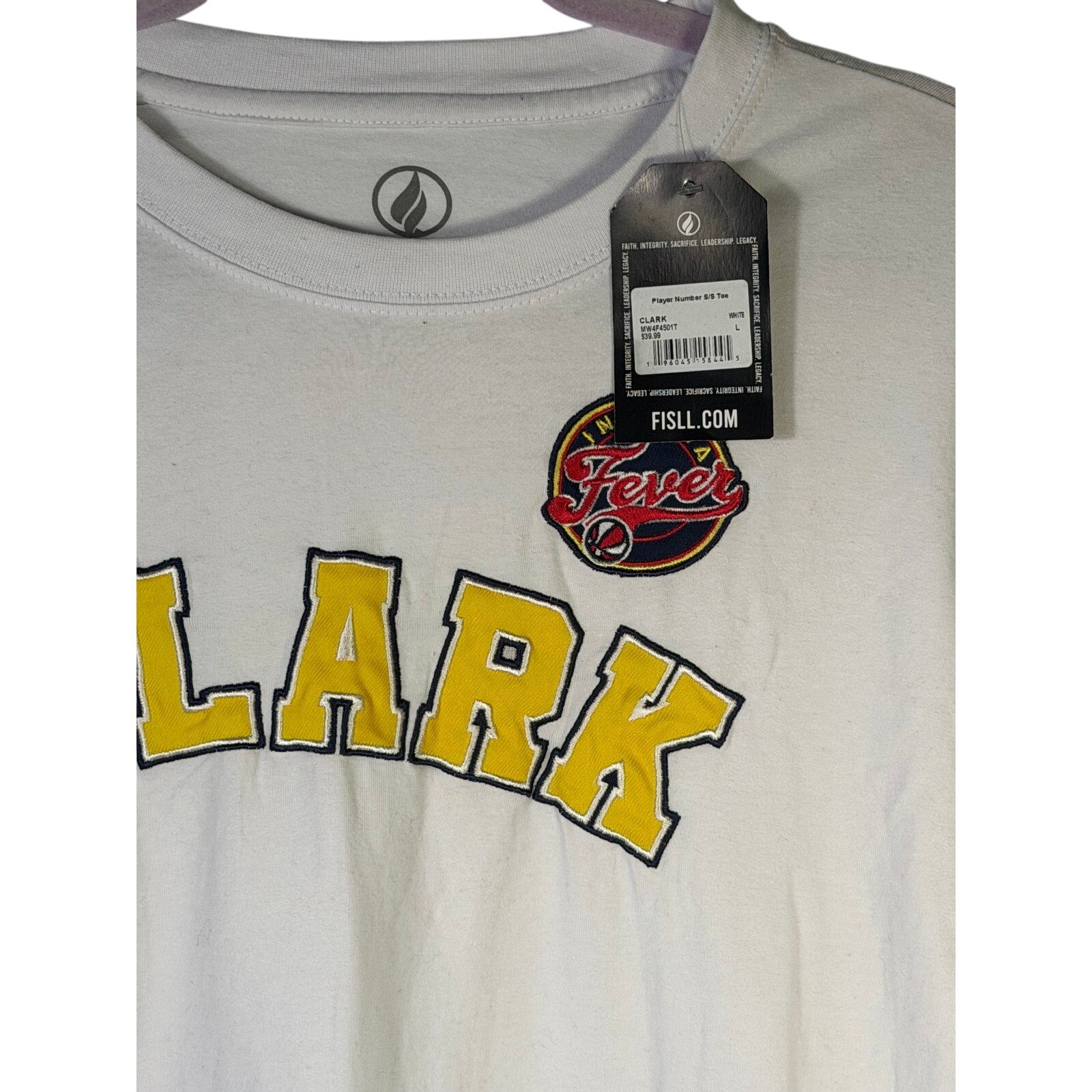 FISLL Indiana Fever Caitlin Clark T-Shirt White Size L NWT