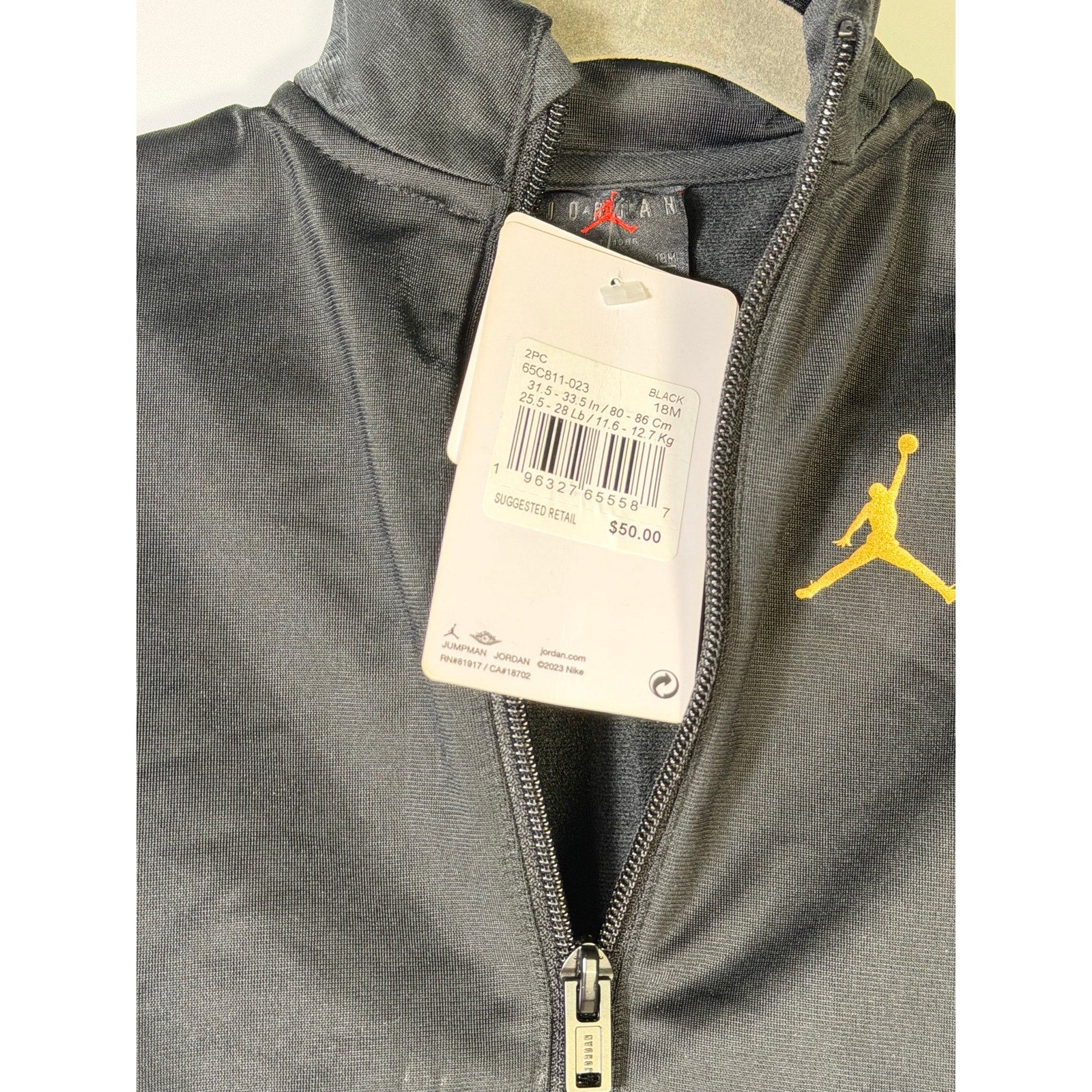 Jordan Baby Boys 2-Piece Track Jacket Jogger Set Black Gold Size 18M NWT