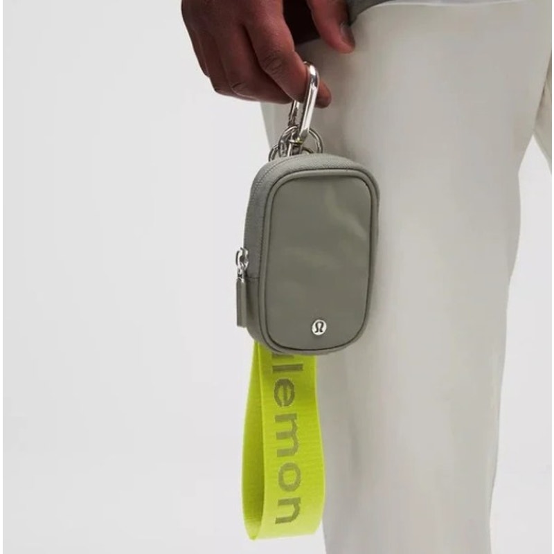 Lululemon Clippable Nano Pouch Gray Green Zip Mini Bag New With Tags