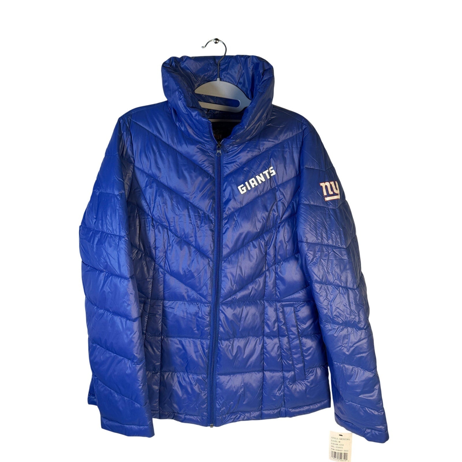 NFL New York Giants Puffer Jacket Blue Women's Medium Full Zip NWT