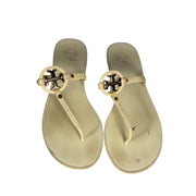 Tory Burch Miller Jelly Sandals Women's US 8 Ivory Cream Gold Logo Flip Flops