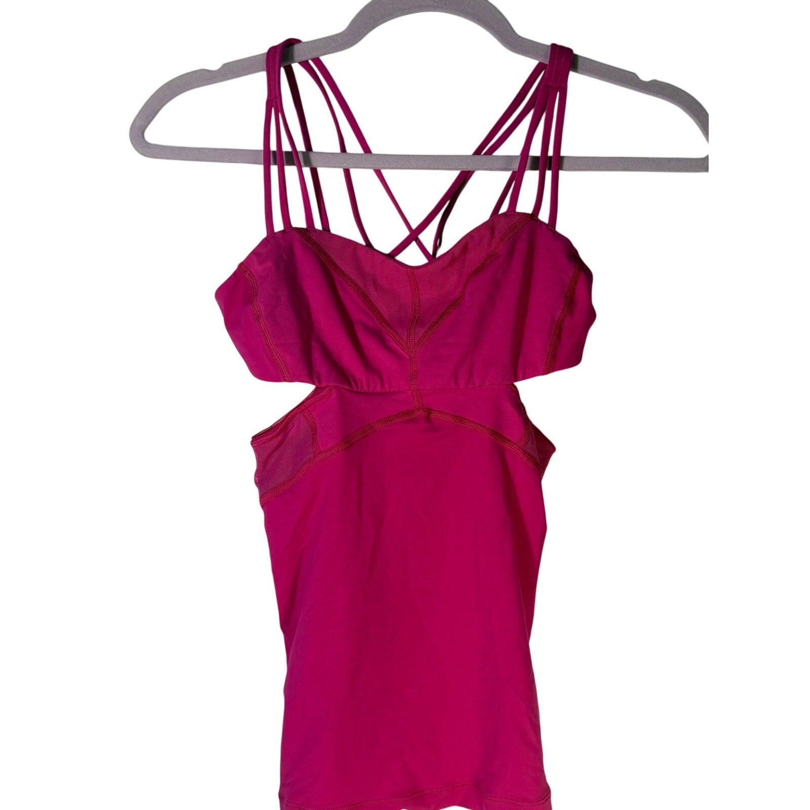 Lululemon Women’s Strappy Cutout Athletic Tank Top Magenta Size 2 Pre-owned
