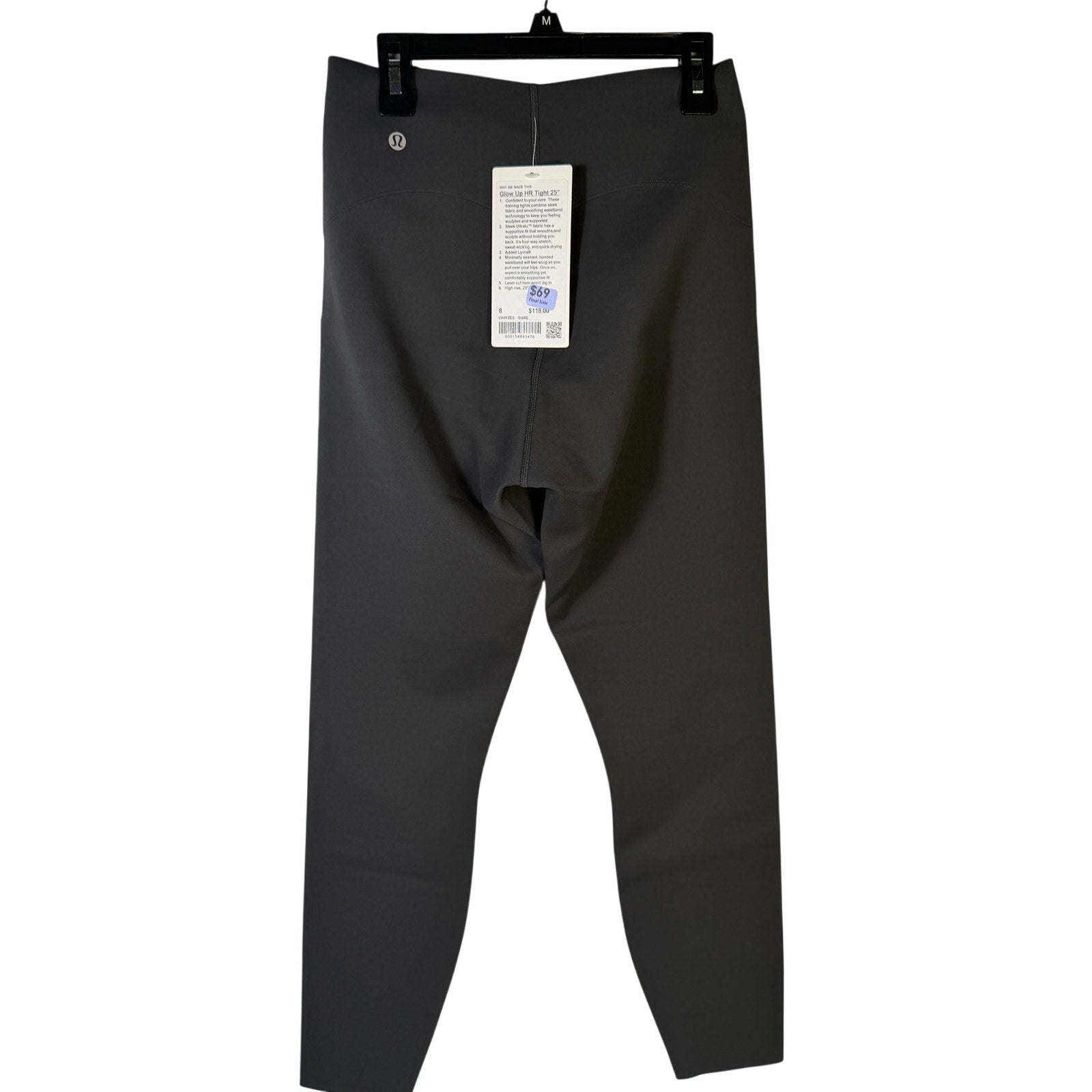 lululemon Glow Up High-Rise Tight 25” Graphite Grey Size 8 NWT