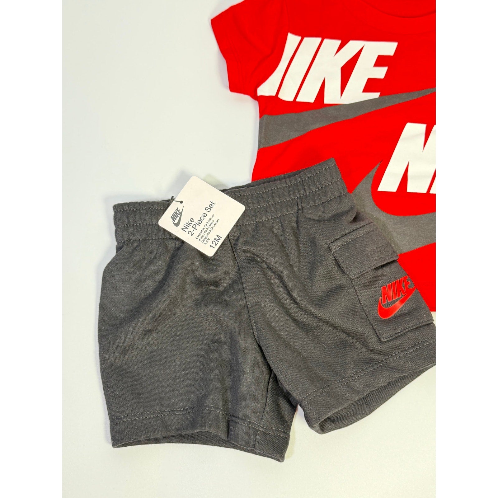 Nike Baby Boys 2-Piece T-Shirt Shorts Set Red Black Size 12M NWT