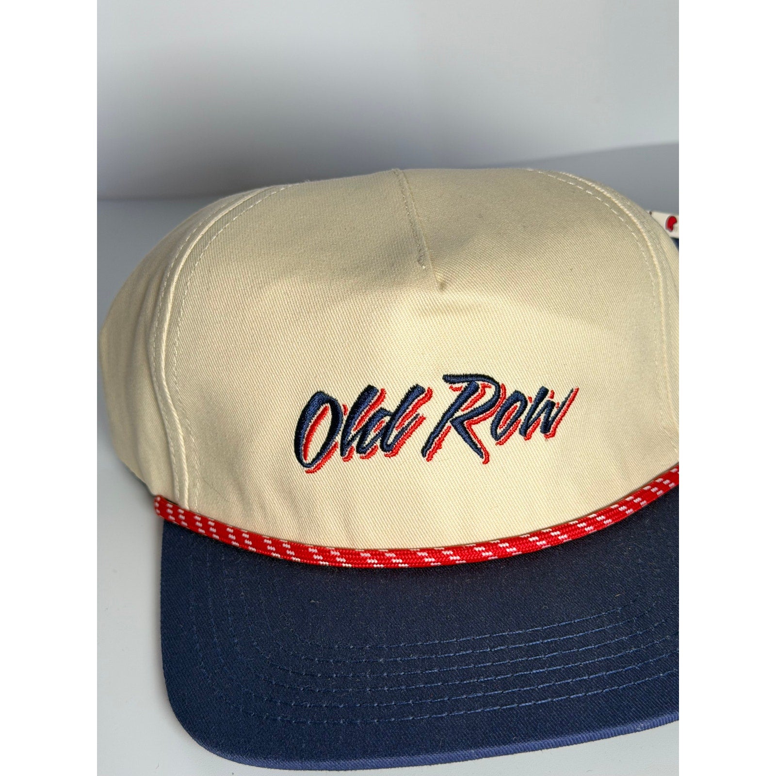 Old Row Cream Navy Rope Snapback Hat Adjustable Cap NWT One Size Adult