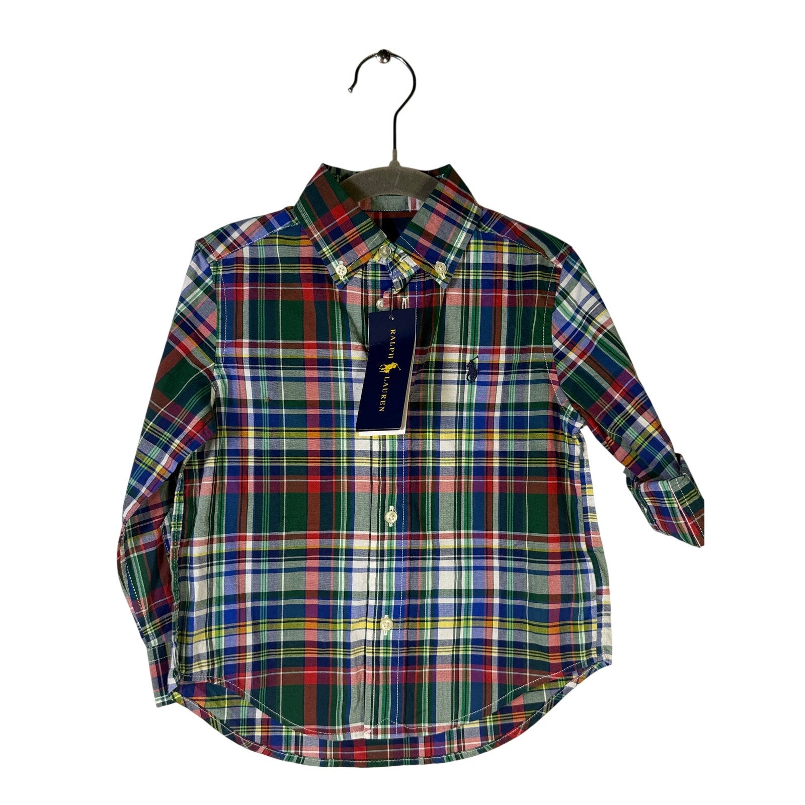 Polo Ralph Lauren Boys Plaid Shirt Khaki Chino Shorts Size 2T Outfit Set