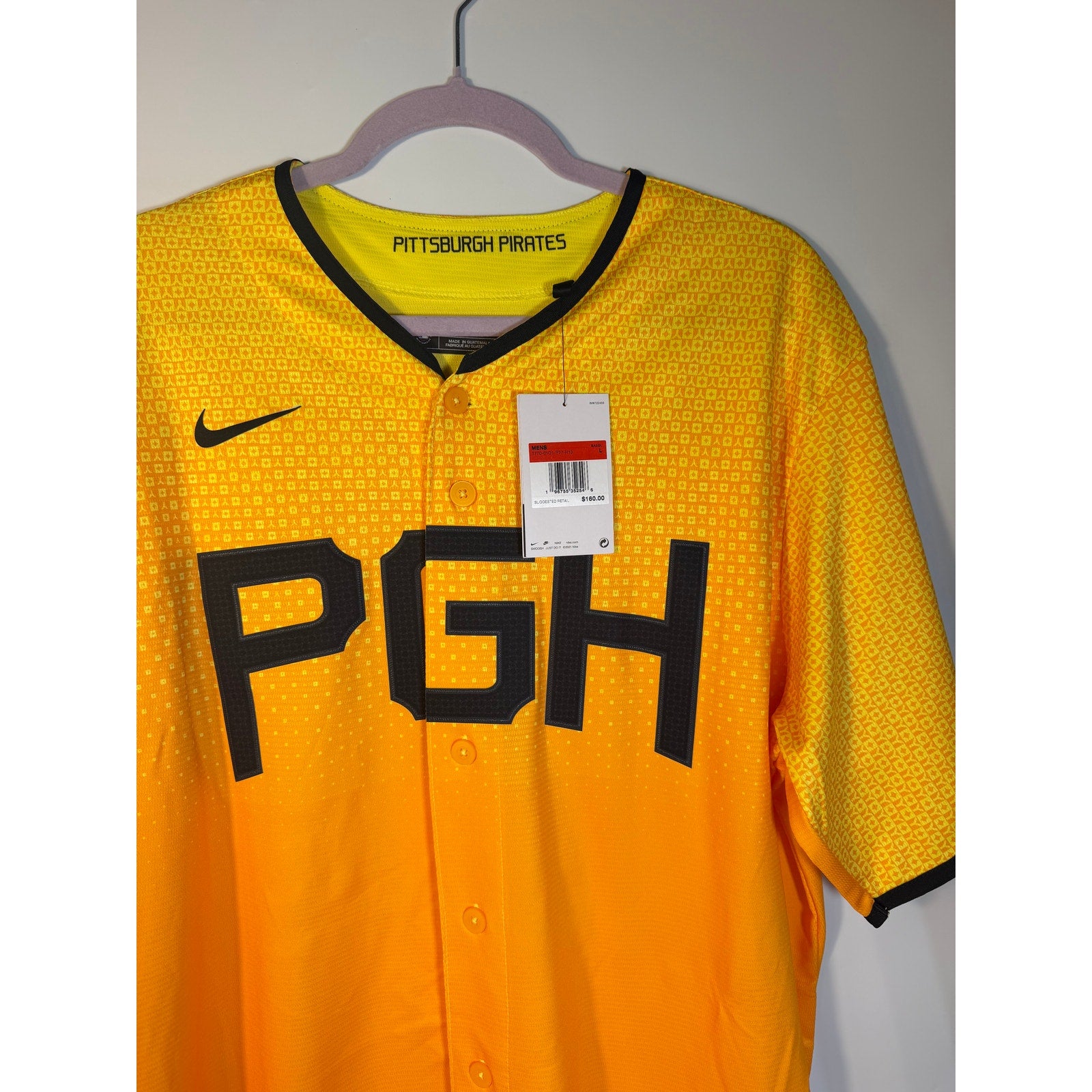 Nike Pittsburgh Pirates City Connect MLB Jersey Gold Men's Large NWT