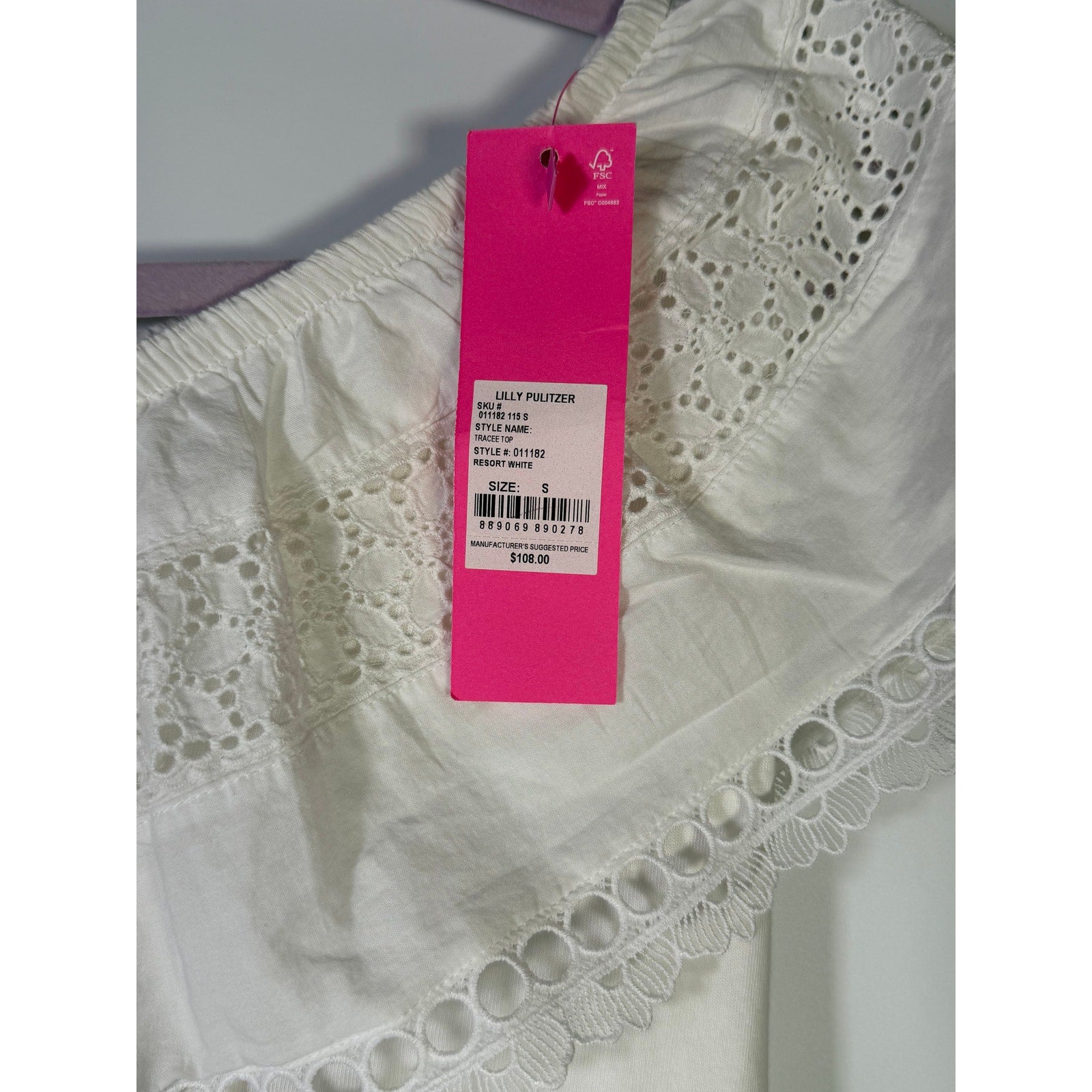 Lilly Pulitzer Tracee Off Shoulder Eyelet Top White Women's Small NWT