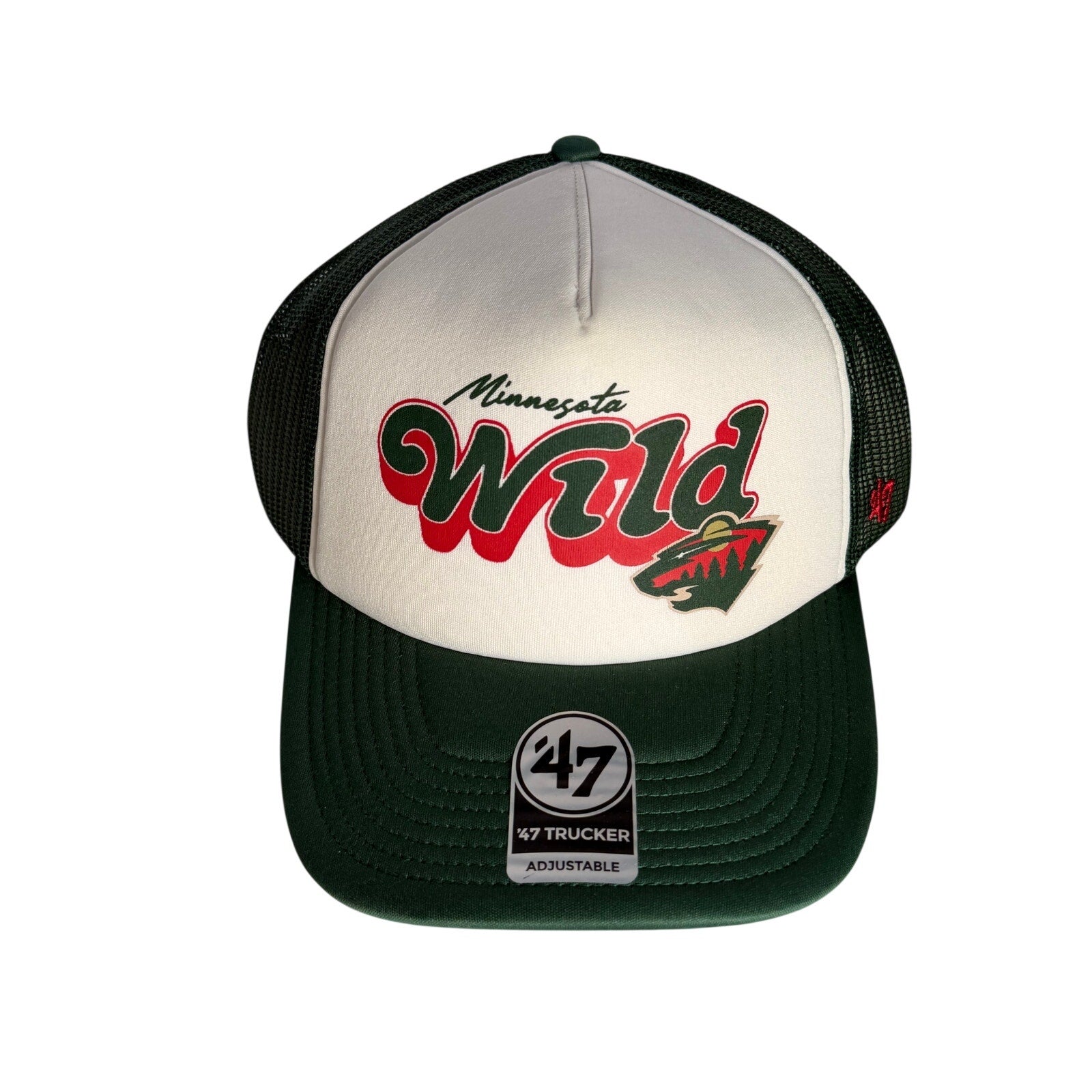 47 Minnesota Wild Trucker Adjustable Hat Green White NHL NWT Adult Cap