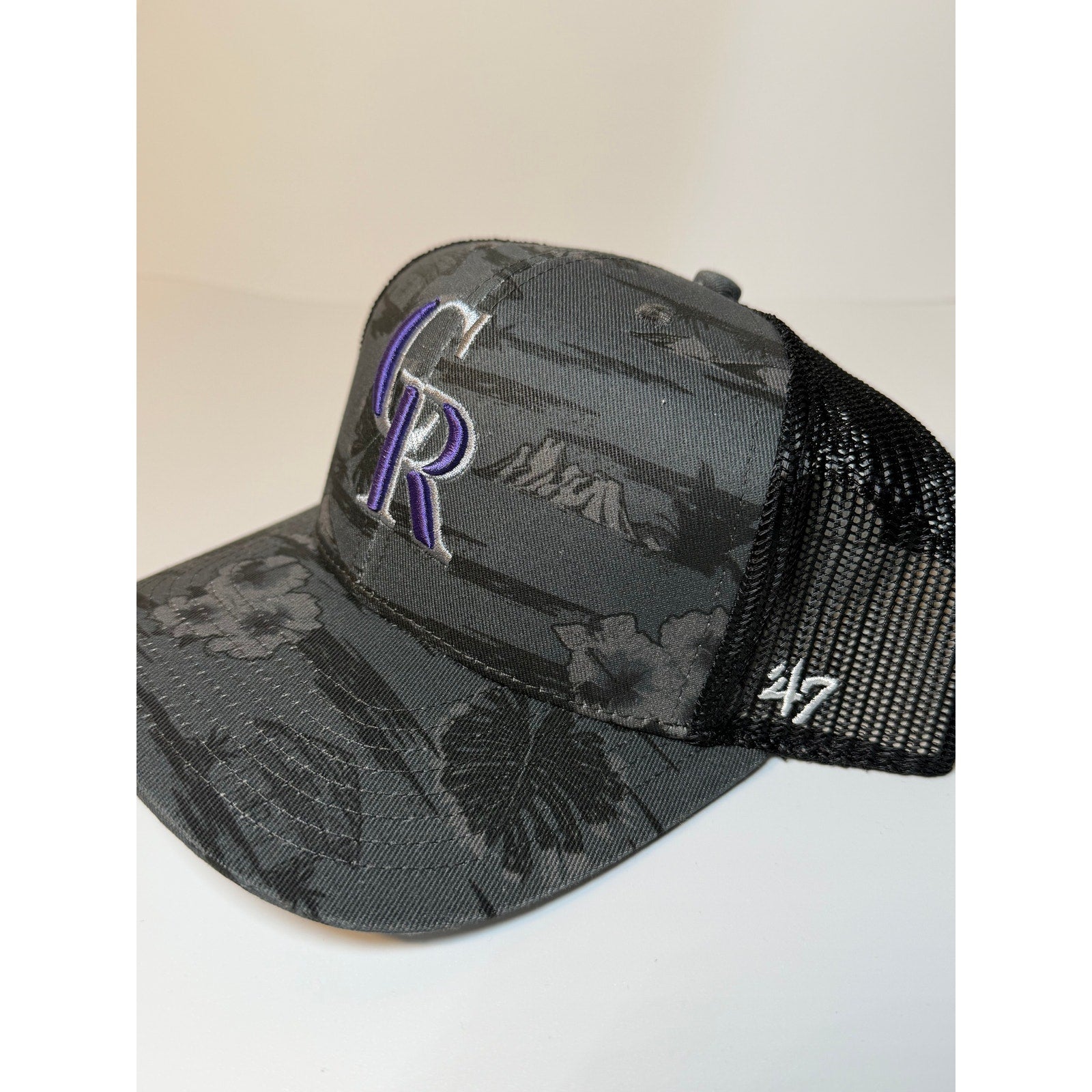 '47 Colorado Rockies Trucker Hat Gray Black Floral Snapback Adjustable NWT