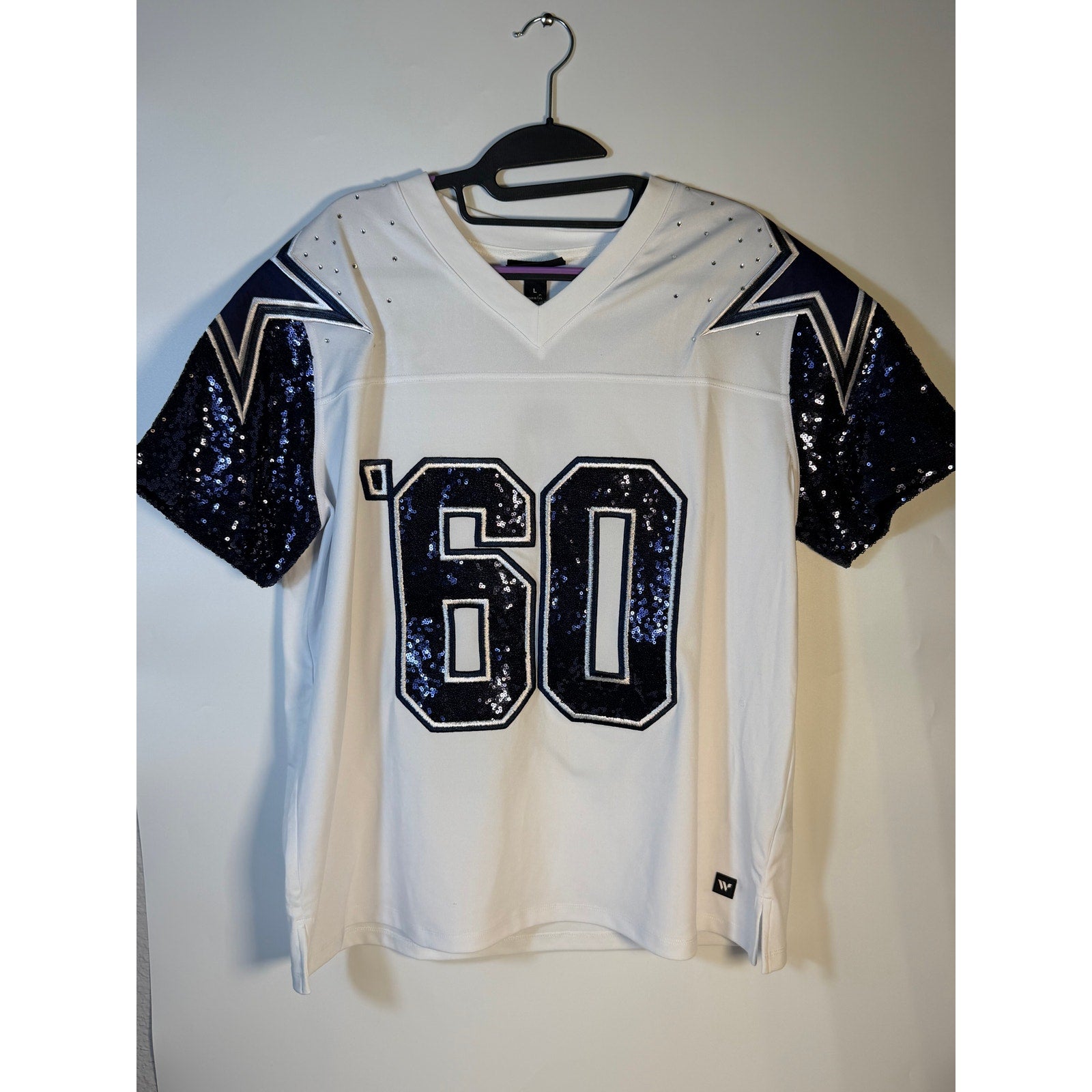 WEAR by Erin Andrews Dallas Cowboys Sequin Jersey Women's Large White NWT NFL