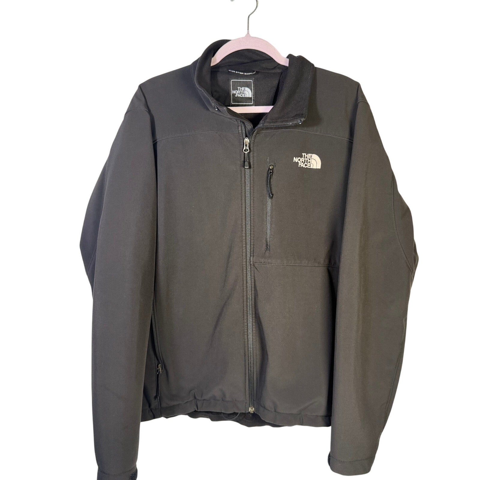 The North Face Men’s Large Black Softshell Full-Zip Fleece-Lined Jacket - side view