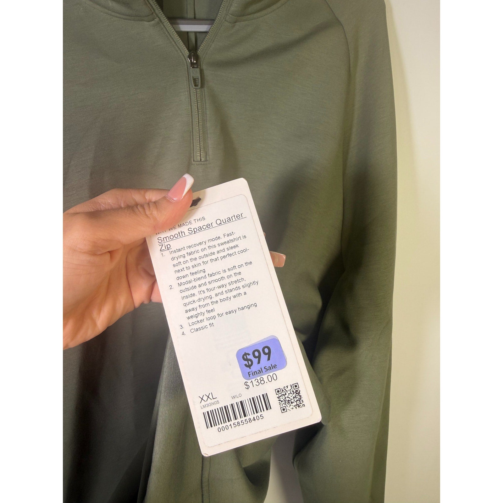 Lululemon Smooth Spacer Quarter Zip – Men's XXL –Green