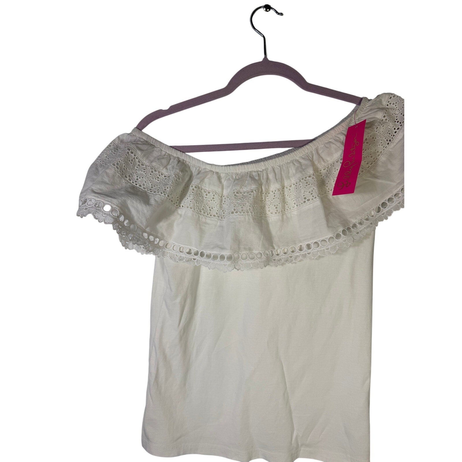 Lilly Pulitzer Tracee Off Shoulder Eyelet Top White Women's Small NWT