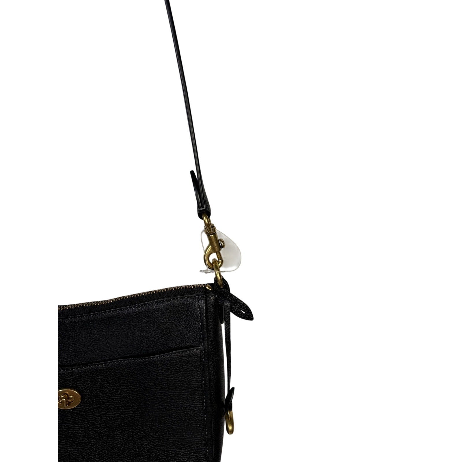 Coach Women’s Black Pebbled Leather Crossbody Shoulder Bag Gold-Tone Hardware