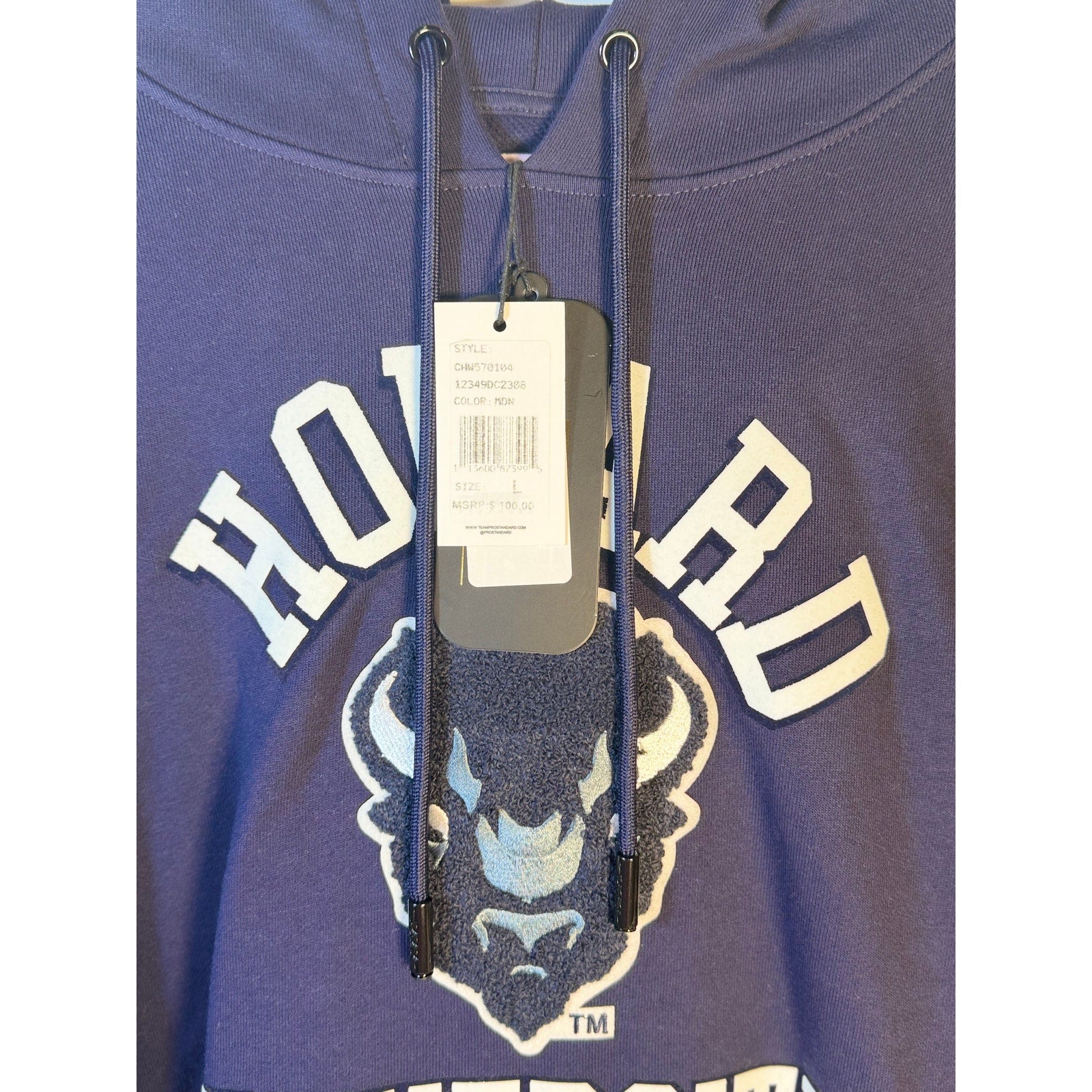 Campus Crew Howard University Bison Pullover Hoodie Men's Large Navy NWT