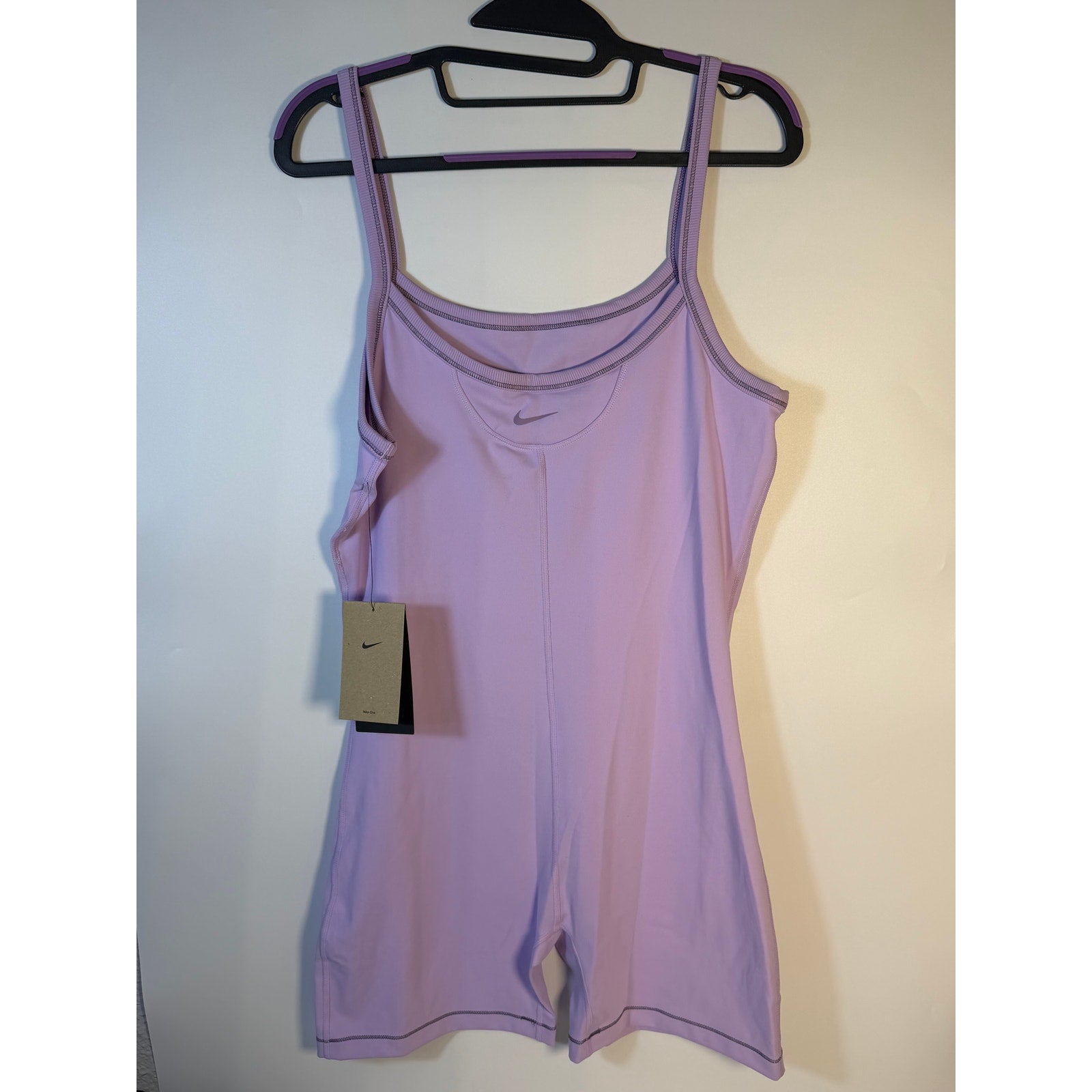 Nike One Dri-FIT Training Romper Bodysuit Lavender Women's Large NWT