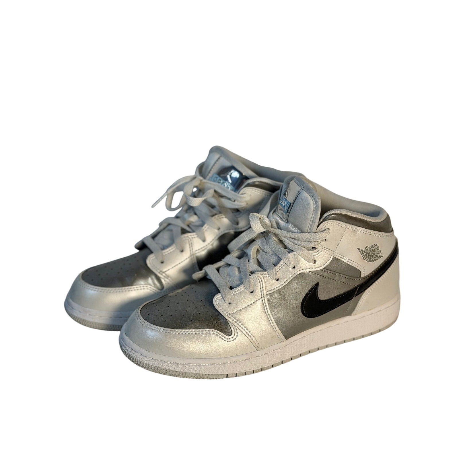 Air Jordan 1 Mid GS White Gray Black Sneakers Youth Size 7Y HV4490-014