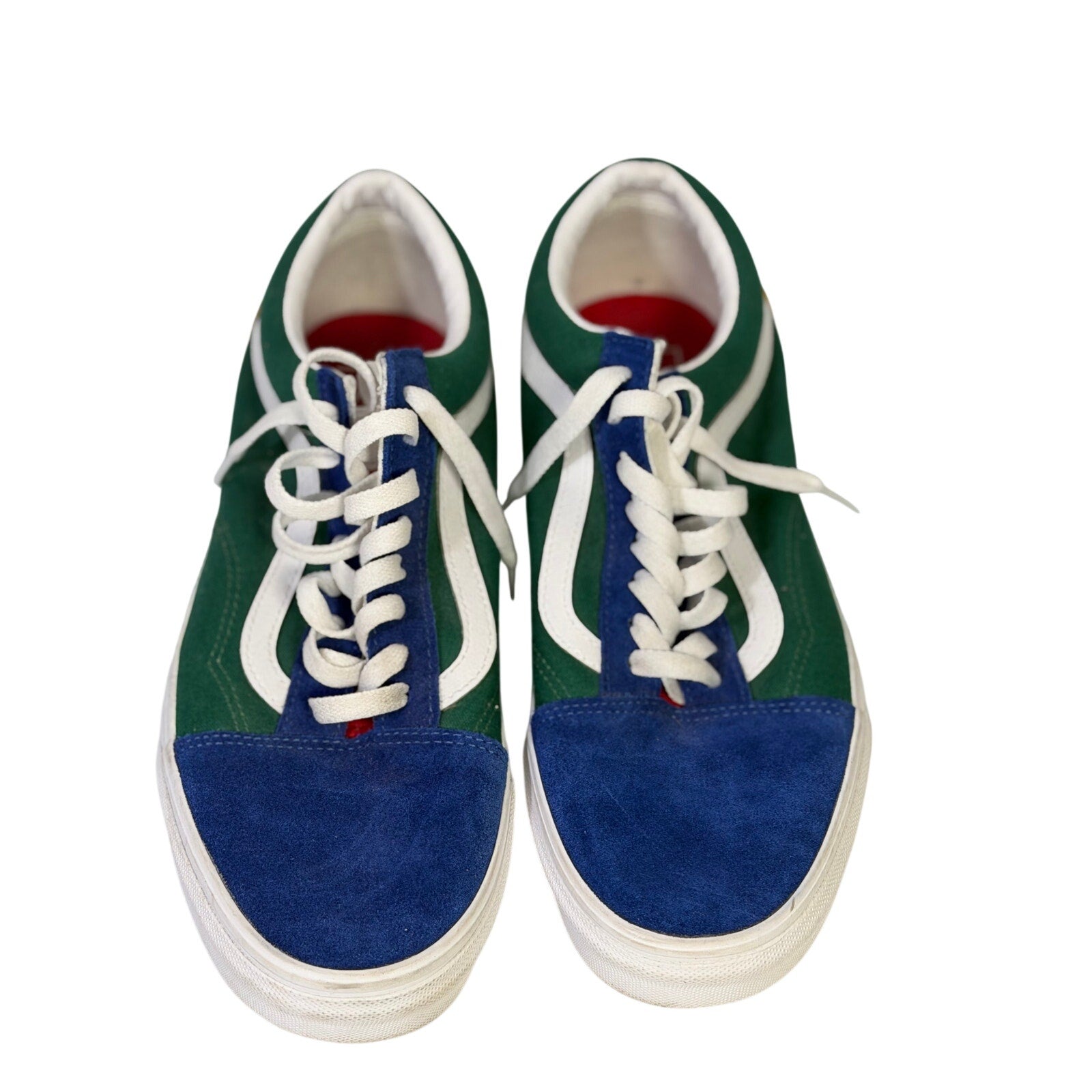 Vans Old Skool Colorblock Green Blue White Sneakers Men's Size 10.5 Women's 12