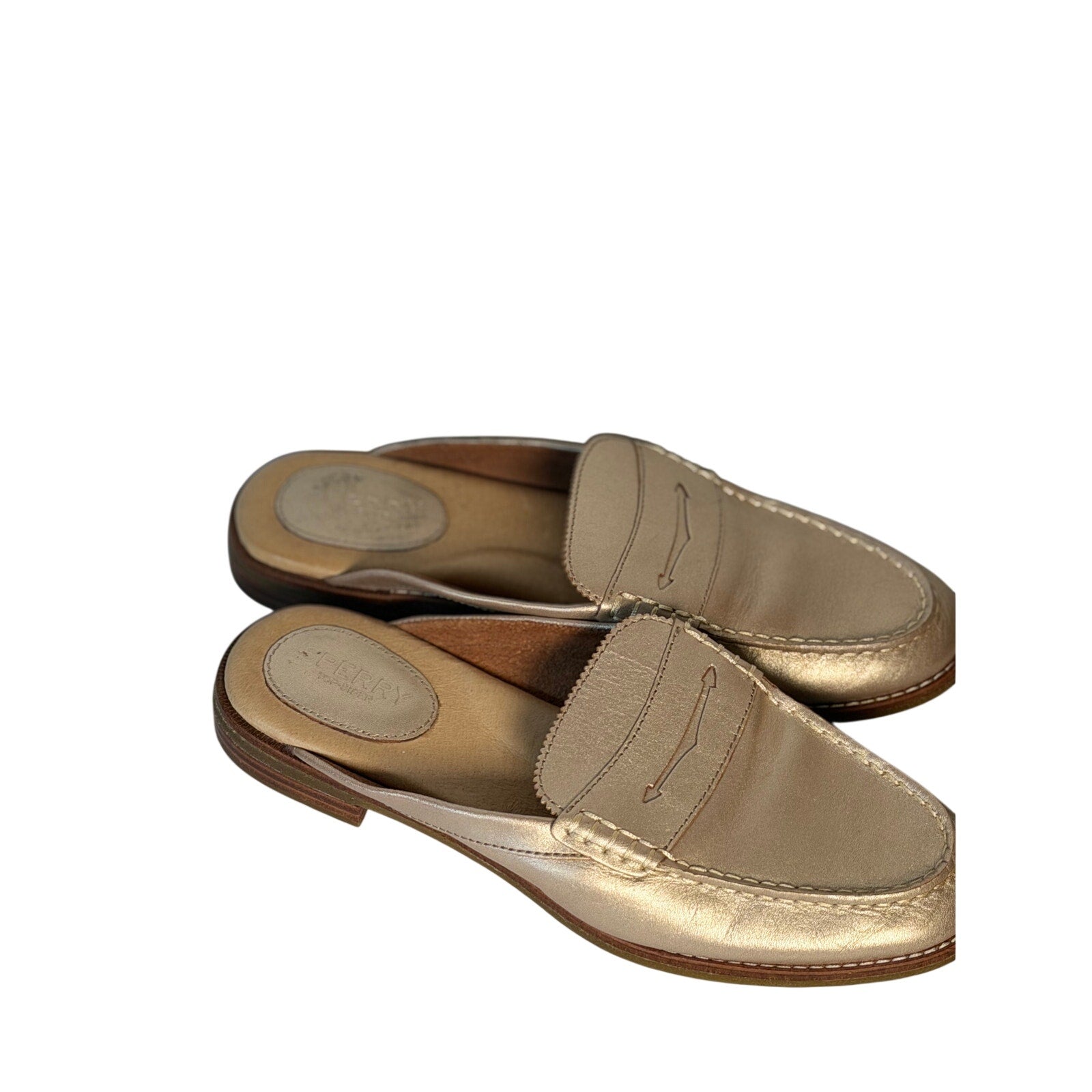 Sperry Top-Sider Metallic Gold Leather Mule Loafers – Women's US 8 – STS82554