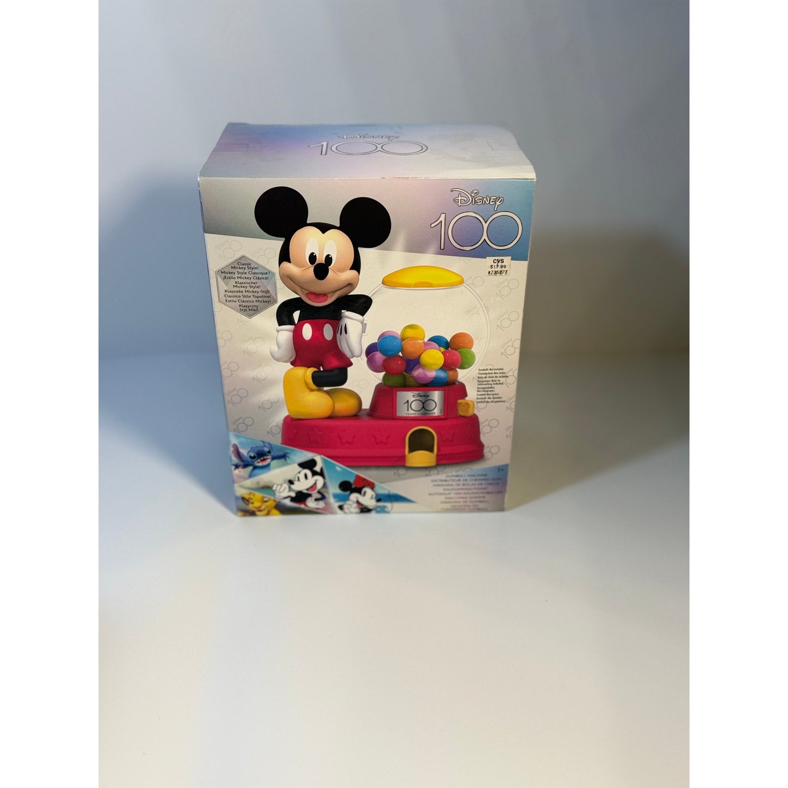 Disney 100 Mickey Mouse Bubble Gum Machine Candy Dispenser Figure CVS New