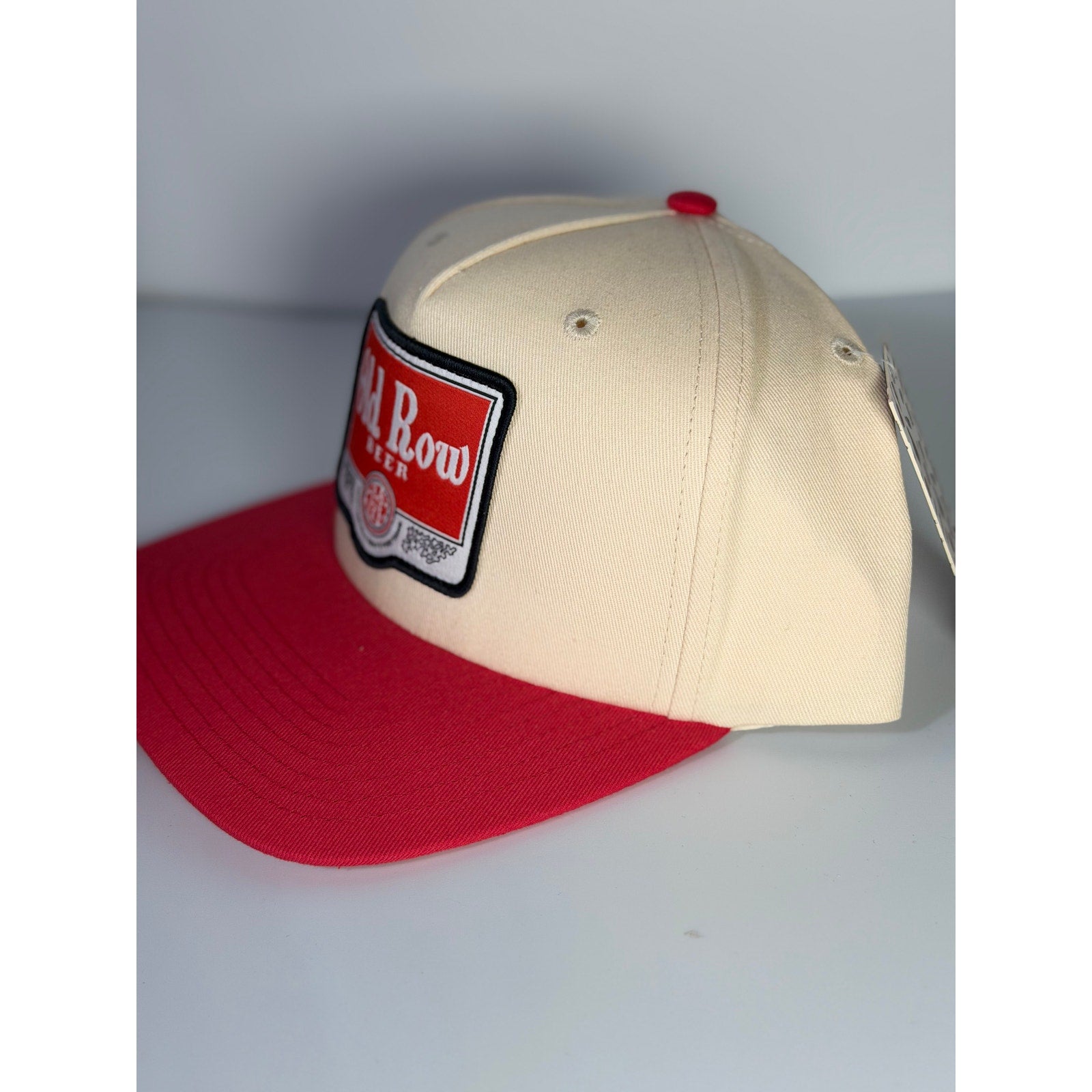 Old Row Beer Snapback Hat Red Cream Baseball Cap Adult One Size NWT
