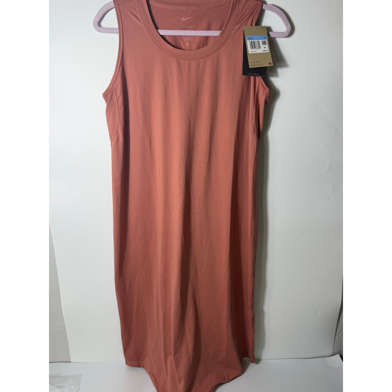 Nike Dri-FIT Maternity Sleeveless Midi Dress Women's Medium Pink New