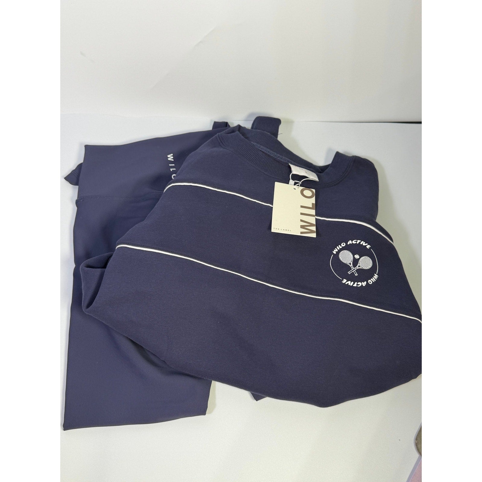 Wilo The Label Women’s 2PC Sweatshirt Leggings Set Navy Size S NWT