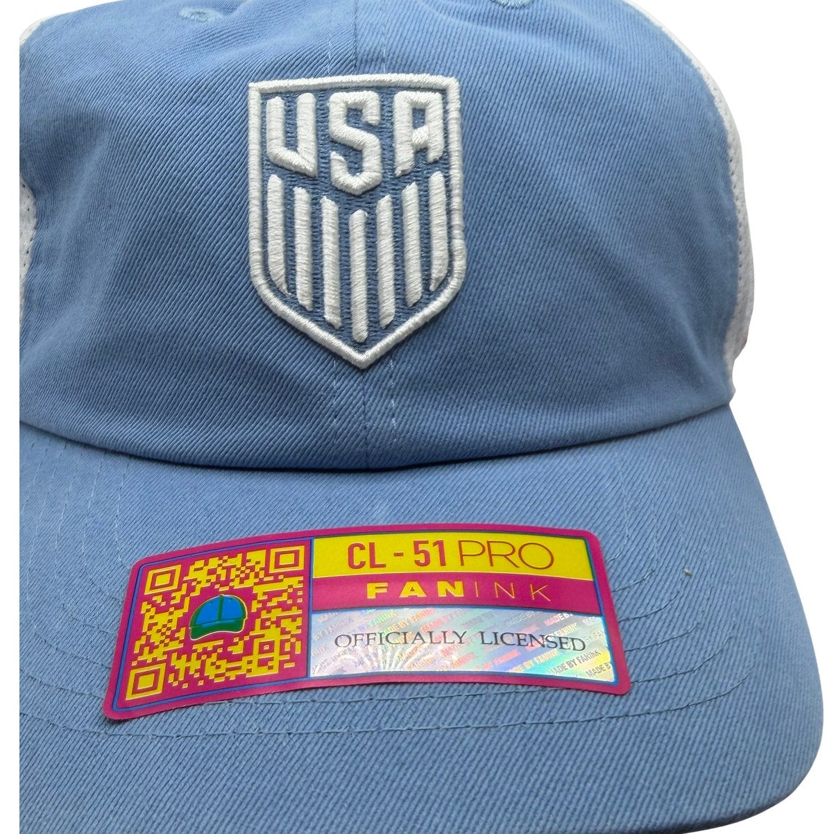 USA Soccer Fan Ink CL-51 Pro Adjustable Trucker Hat Blue White One Size NWOT