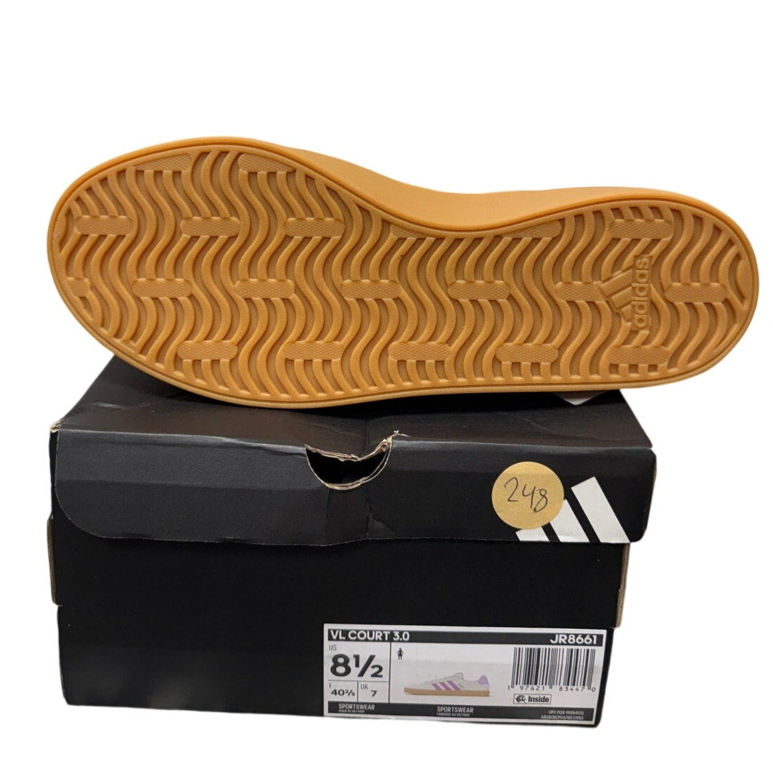 adidas VL Court 3.0 Women’s 8.5 White Purple Gum Sneakers JR8661 New w/ Box