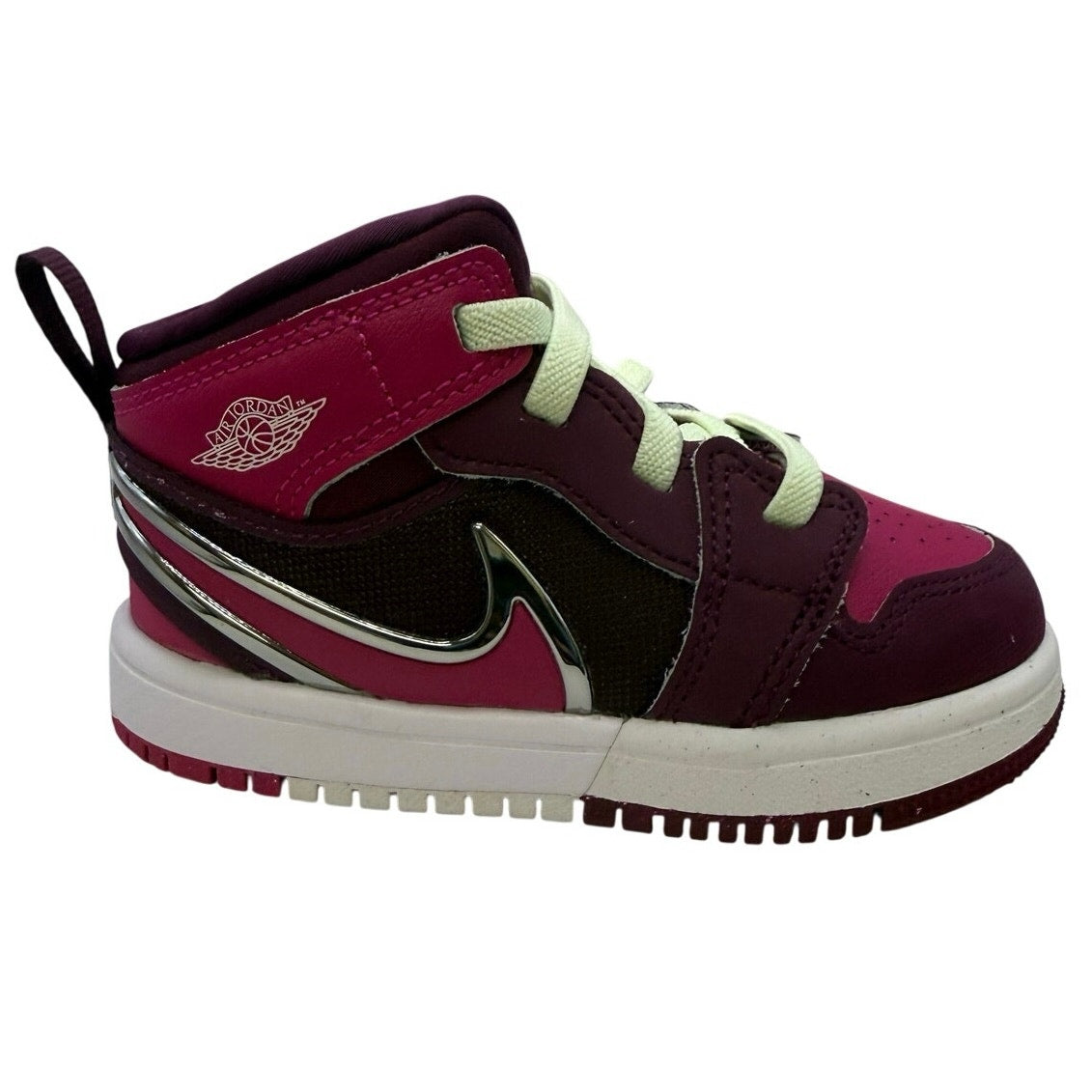 Jordan 1 Mid RM EasyOn (TD) – Toddler Size 7C – Bordeaux / Active Pink / White – FQ1283-600