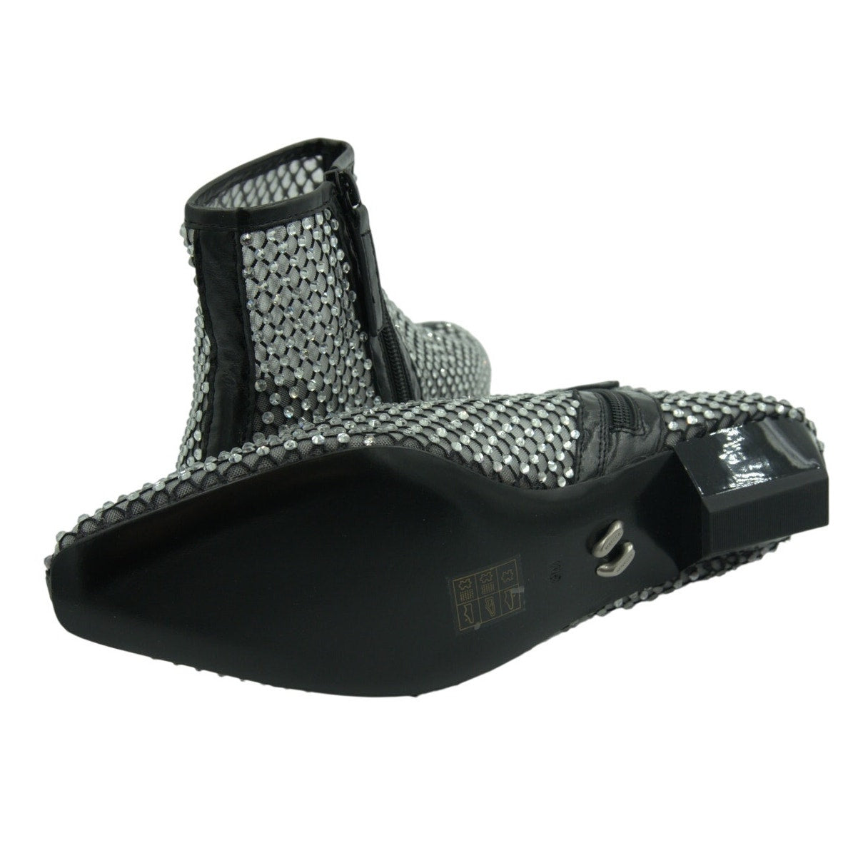 Rebecca Minkoff Crystal Mesh Booties – Women’s Size 8M – Black – 40mm Heel – NIB