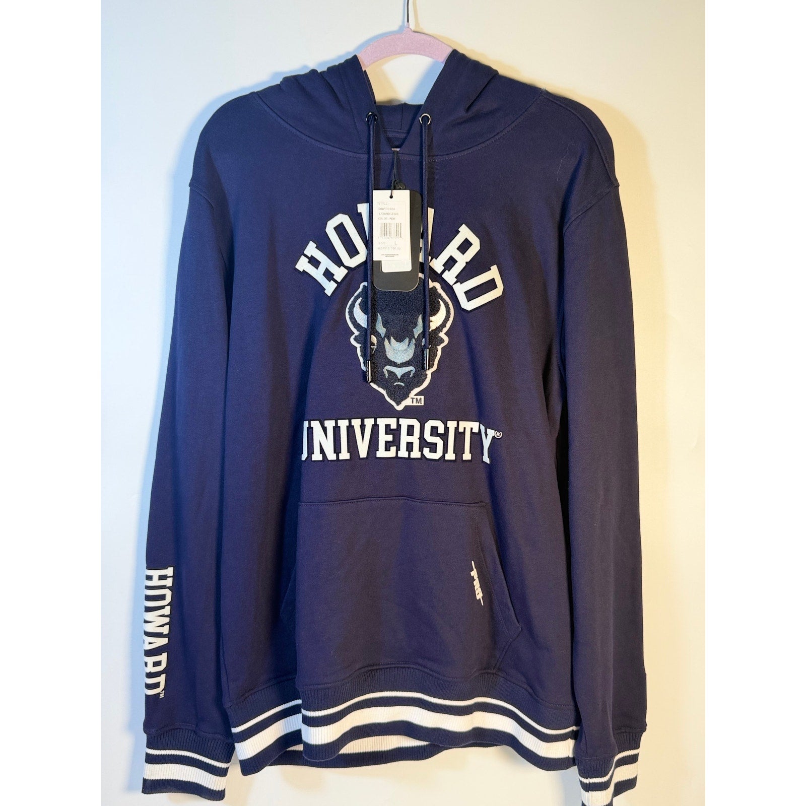 Campus Crew Howard University Bison Pullover Hoodie Men's Large Navy NWT