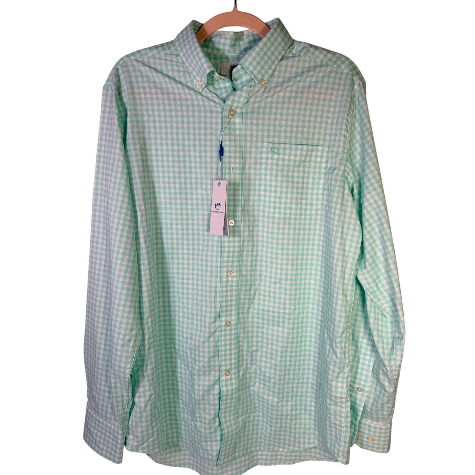 Southern Tide IC Hartwell Gingham Sport Shirt Men's Medium Mint NWT