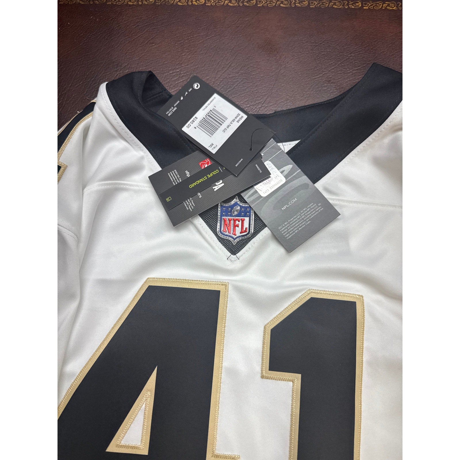 Nike New Orleans Saints #41 Men’s NFL Game Jersey White New With Tags Size 2XL