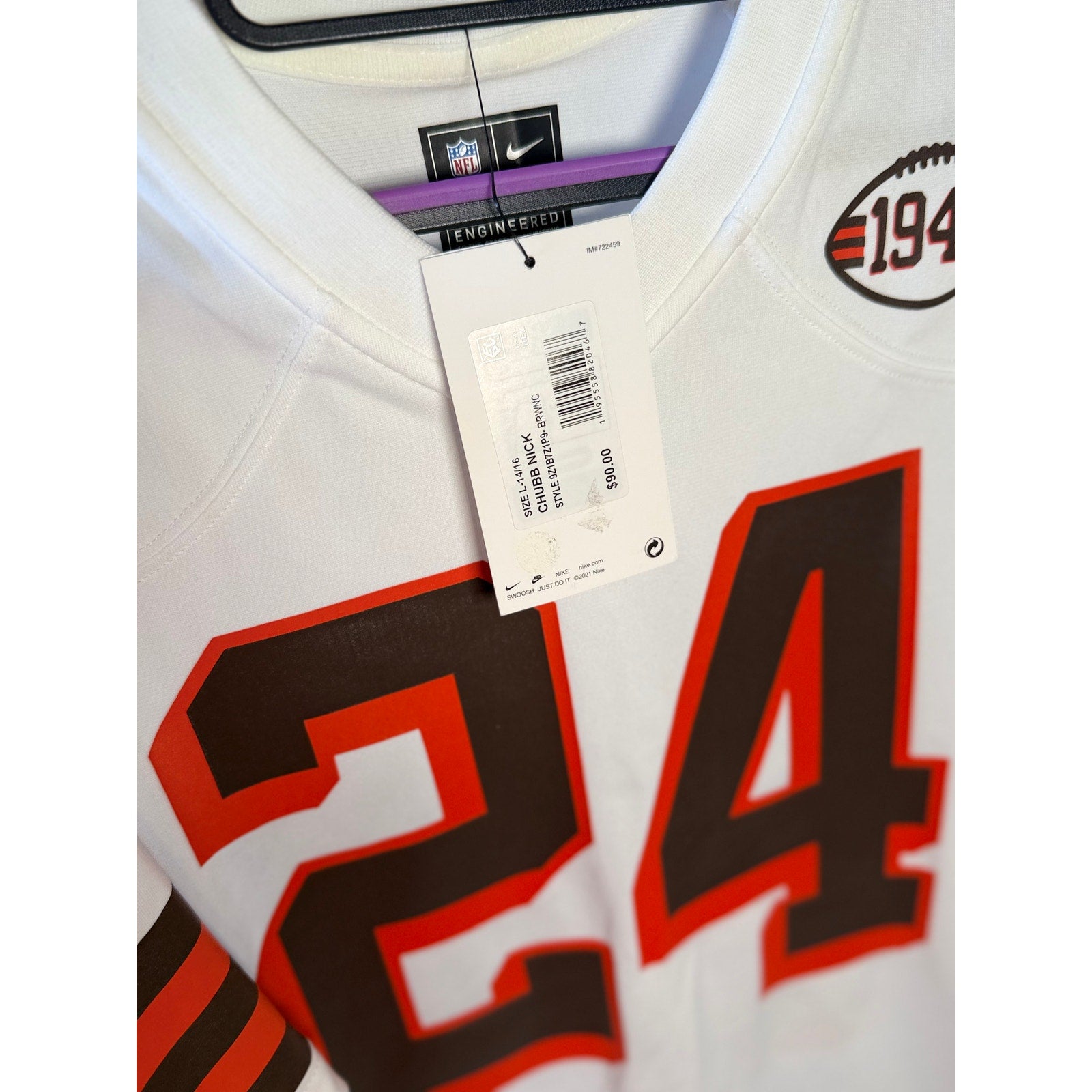 Nike Cleveland Browns #24 NFL White Game Jersey Youth L 14-16 NWT