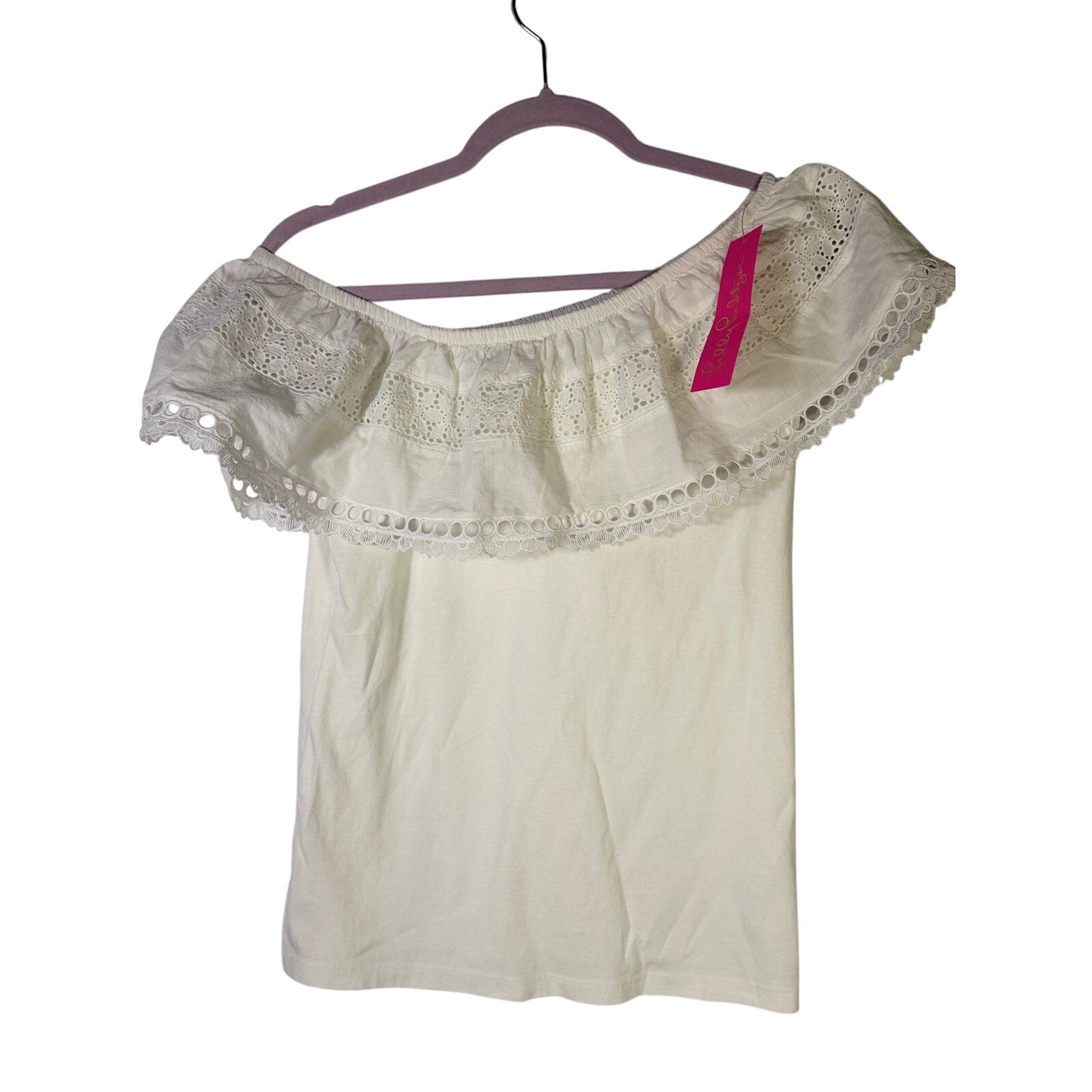 Lilly Pulitzer Tracee Off Shoulder Eyelet Top White Women's Small NWT