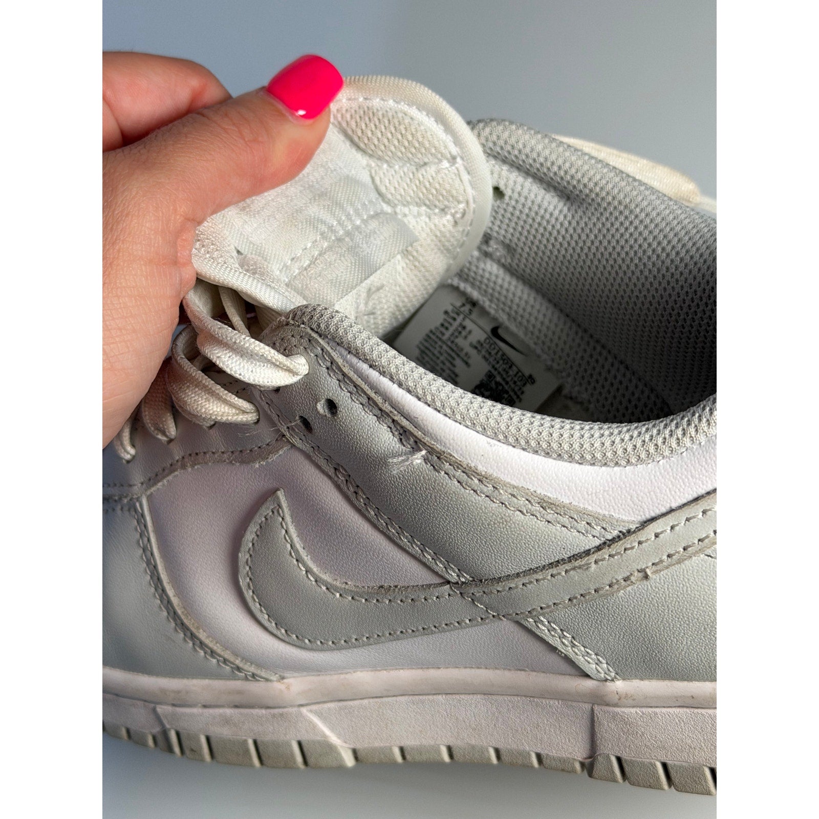 Nike Dunk Low Triple White Sneakers Men's Size 7.5 White Leather Casual Shoes