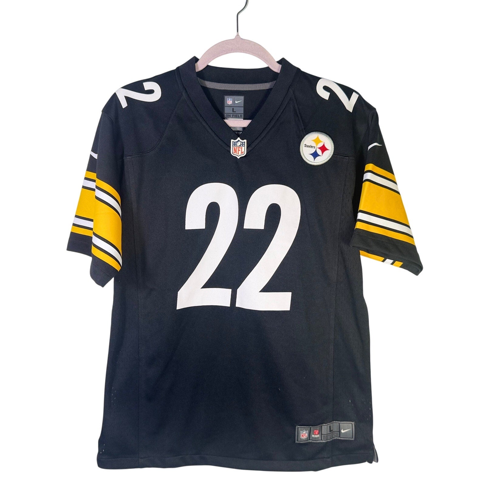 Nike Pittsburgh Steelers #22 Youth NFL On Field Game Jersey Black Size L (14/16)