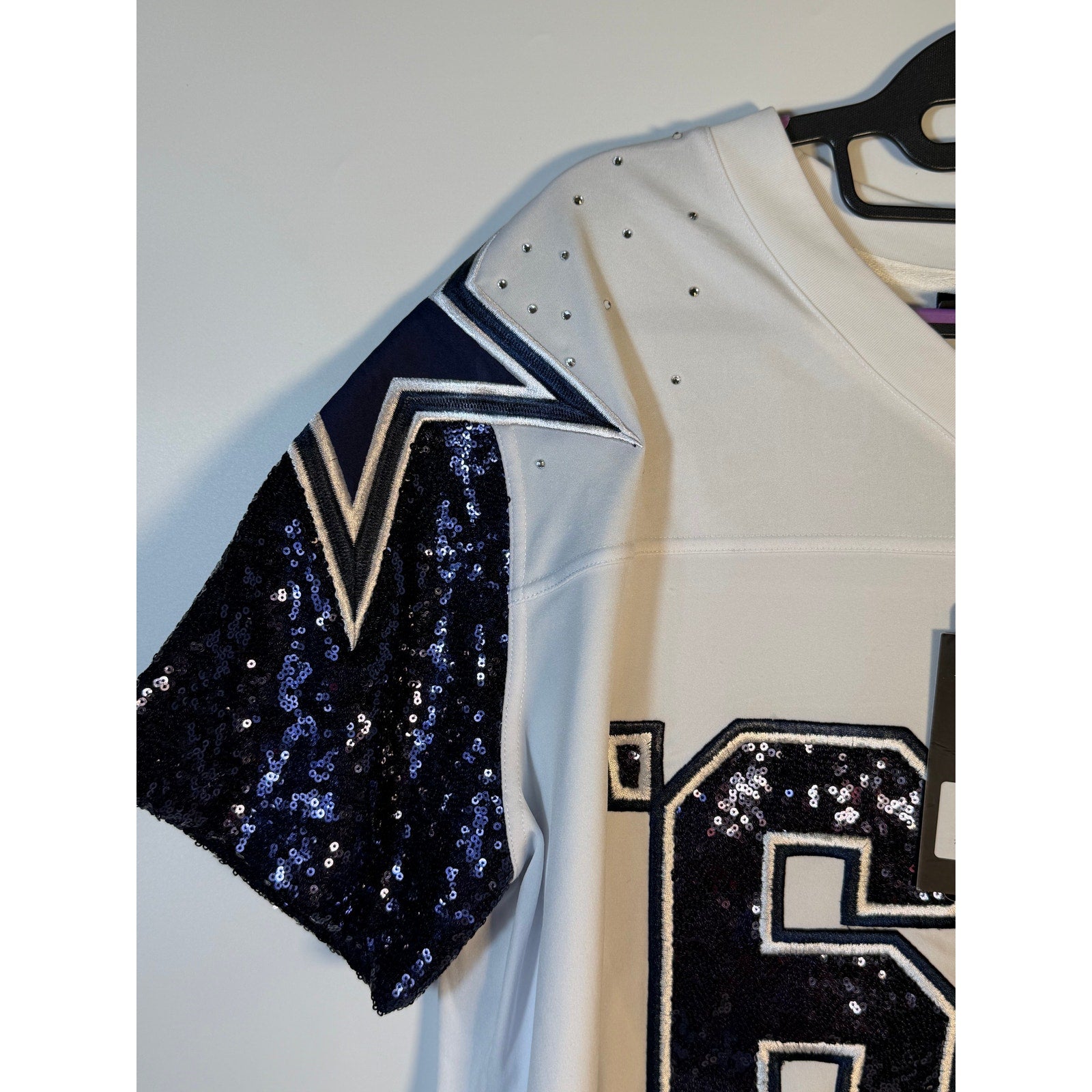 WEAR by Erin Andrews Dallas Cowboys Sequin Jersey Women's Large White NWT NFL