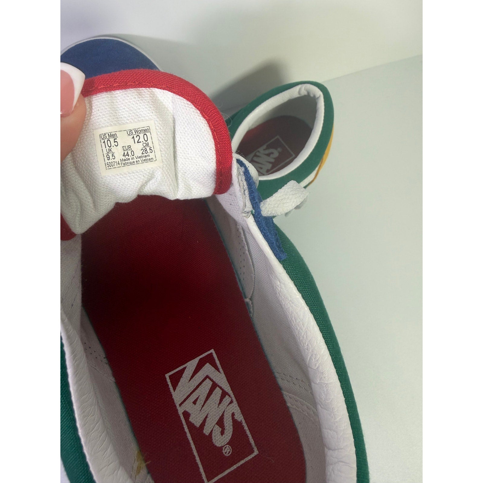 Vans Old Skool Colorblock Green Blue White Sneakers Men's Size 10.5 Women's 12