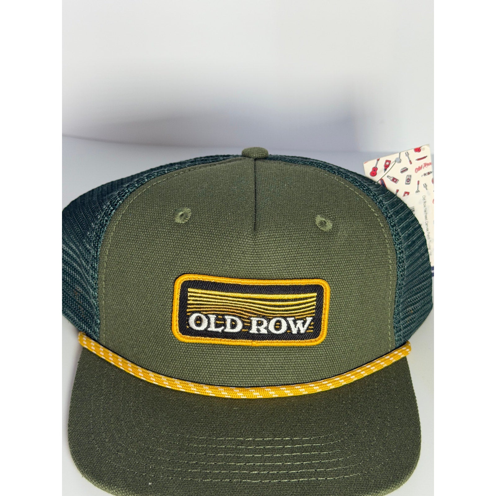 Old Row Olive Green Rope Trucker Snapback Hat Adjustable Cap NWT One Size