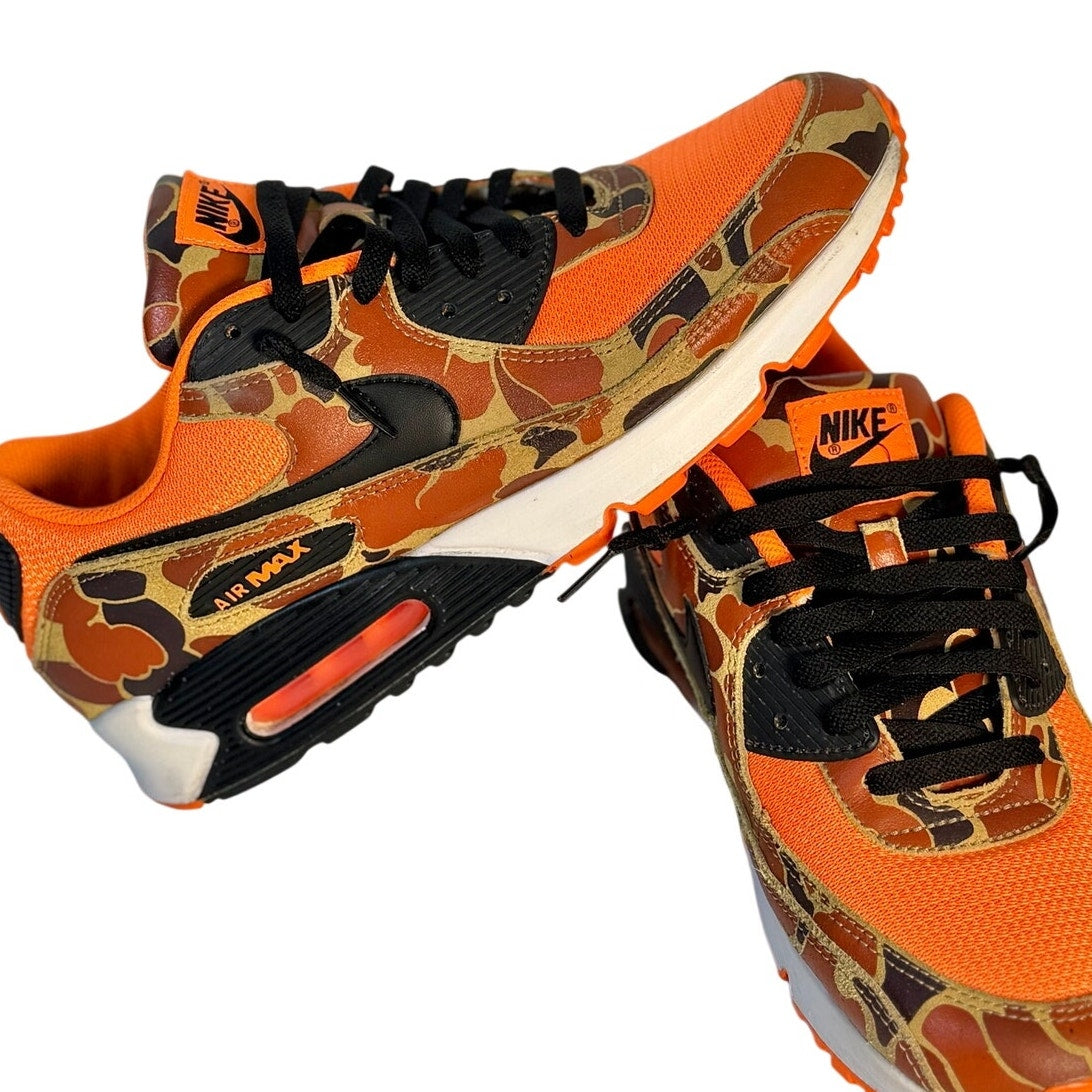 Nike Air Max 90 Orange Camo Black Sneakers Men's Size 11 CW4039-800