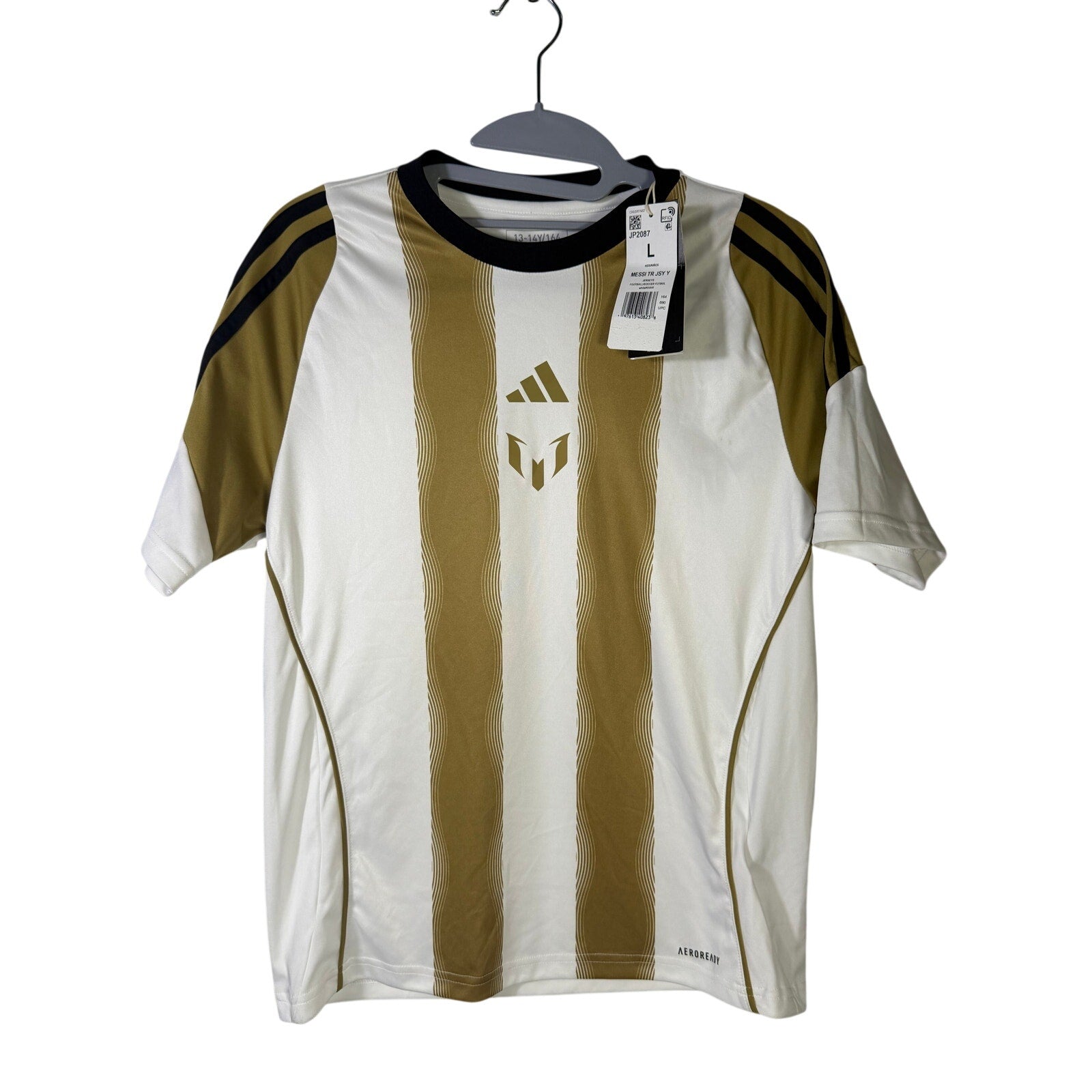 Adidas Messi Training Soccer Jersey – Youth Large (13–14Y) – White/Gold – NWT