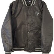 NFL Varsity Bomber Jacket – Men’s Size Large – Black / Gray – Snap Front