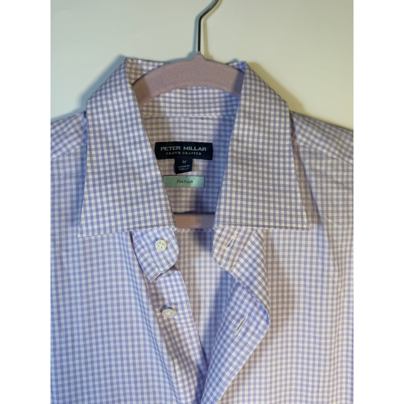 Peter Millar Crown Crafted Flex Finish Dress Shirt Purple Check Men's M NWT