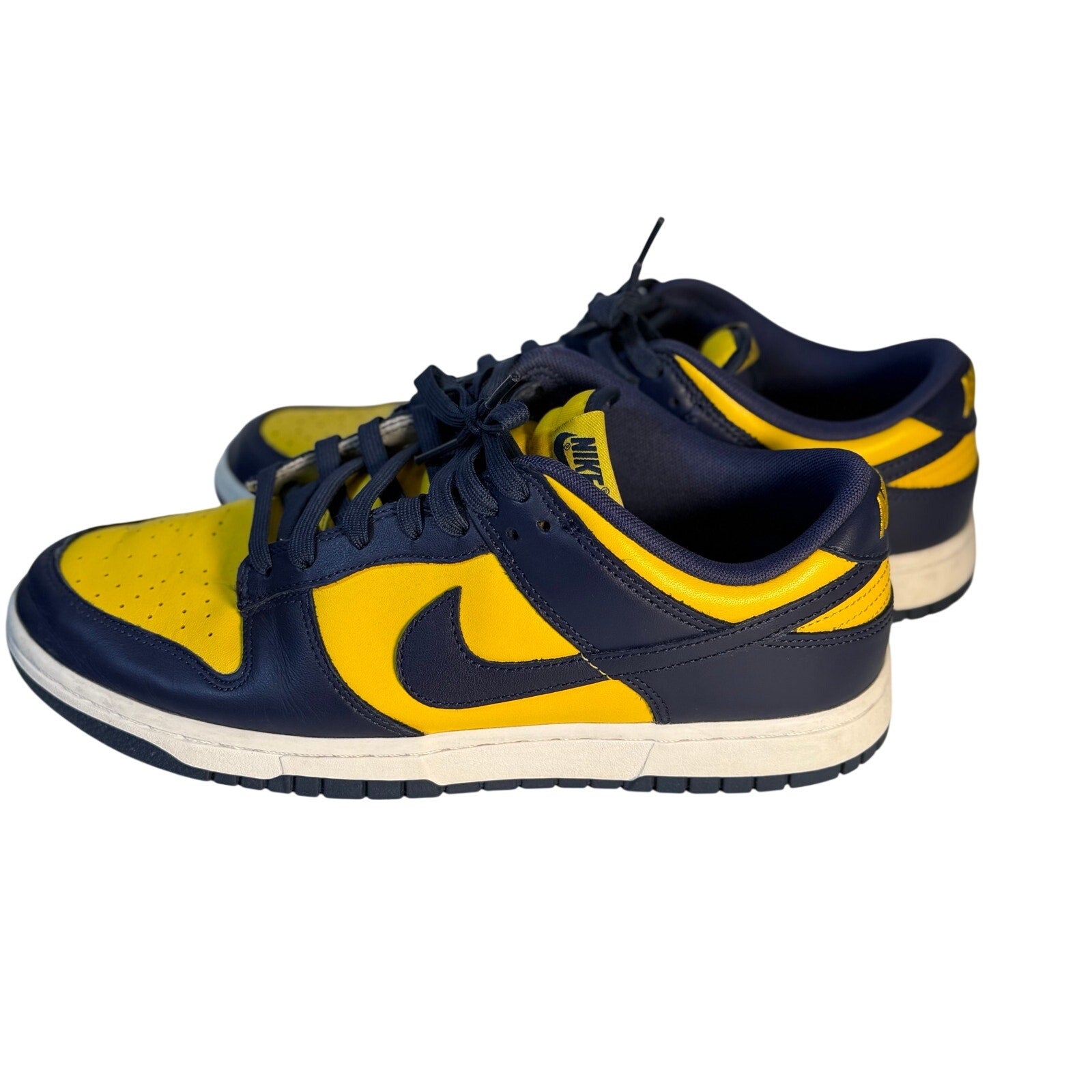 Nike Dunk Low Michigan Navy Yellow Leather Sneakers Men's US 11