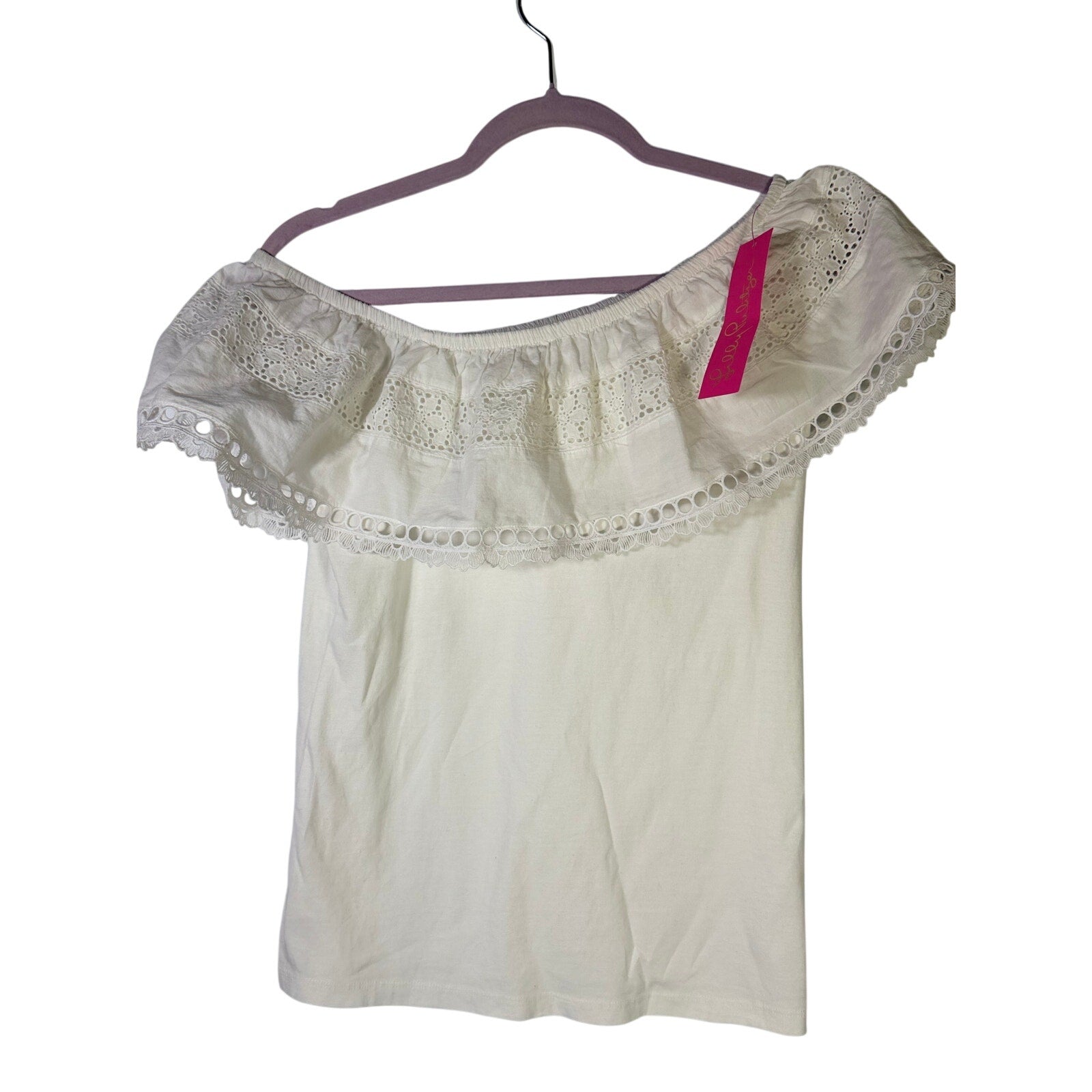 Lilly Pulitzer Tracee Off Shoulder Eyelet Top White Women's Small NWT
