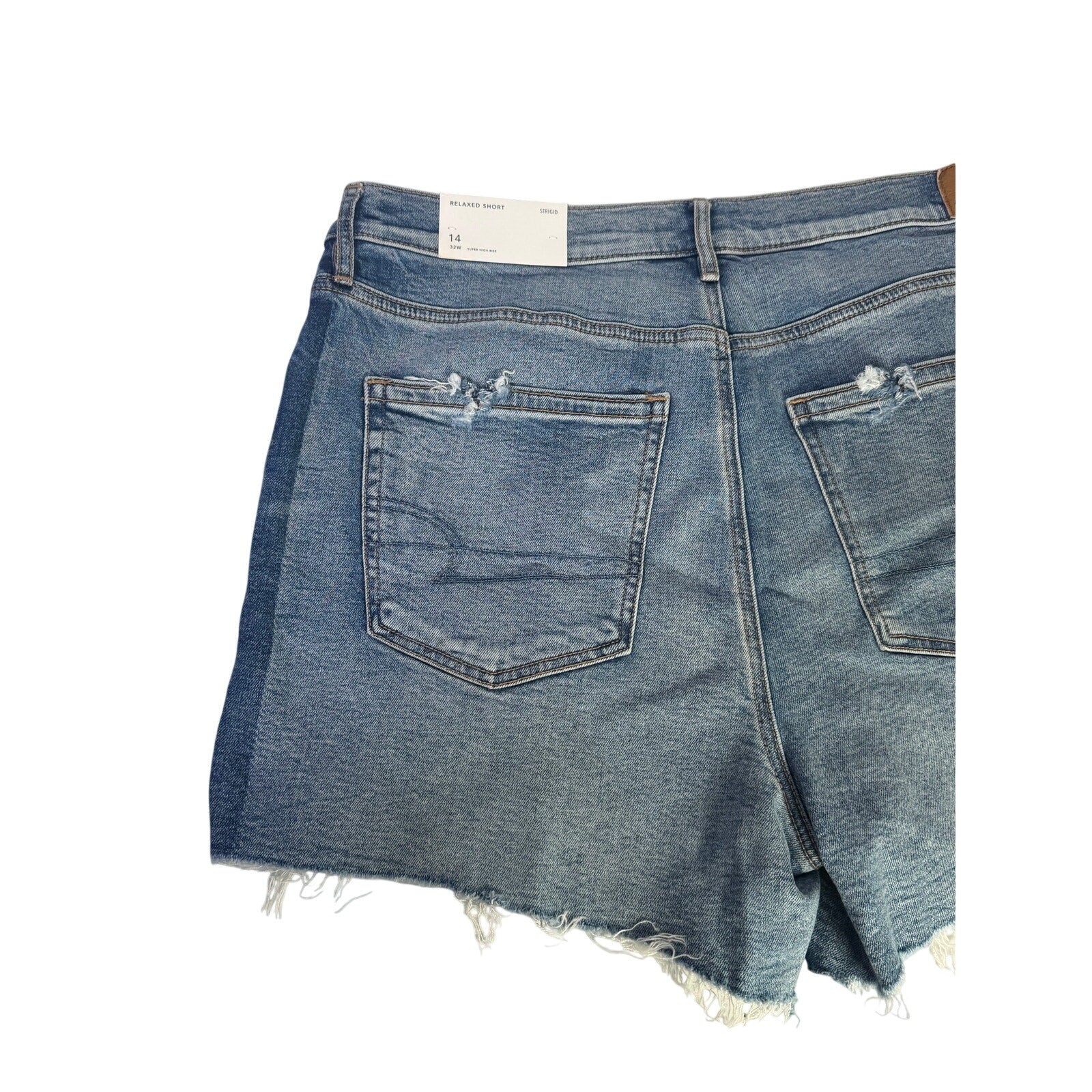 American Eagle Strigid Relaxed High Rise Distressed Denim Shorts Women's Size 14