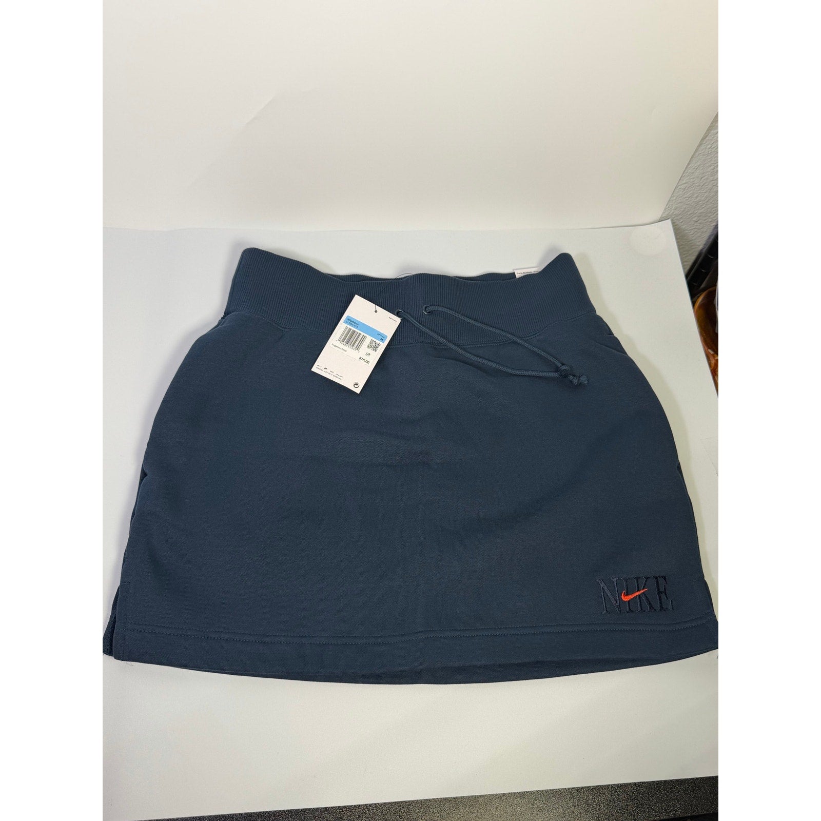 Nike Women’s Fleece Drawstring Mini Skirt Navy Blue Size M NWT
